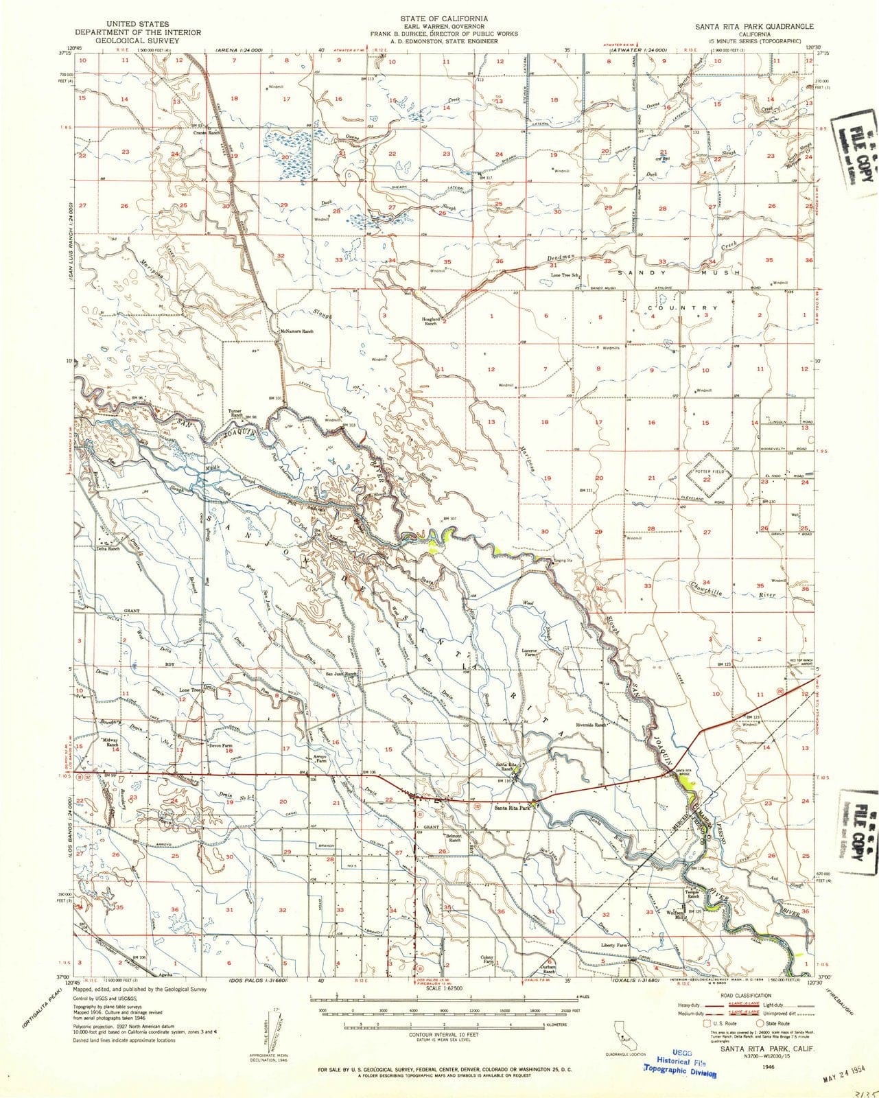 1946 Santa Rita Park, CA - California - USGS Topographic Map