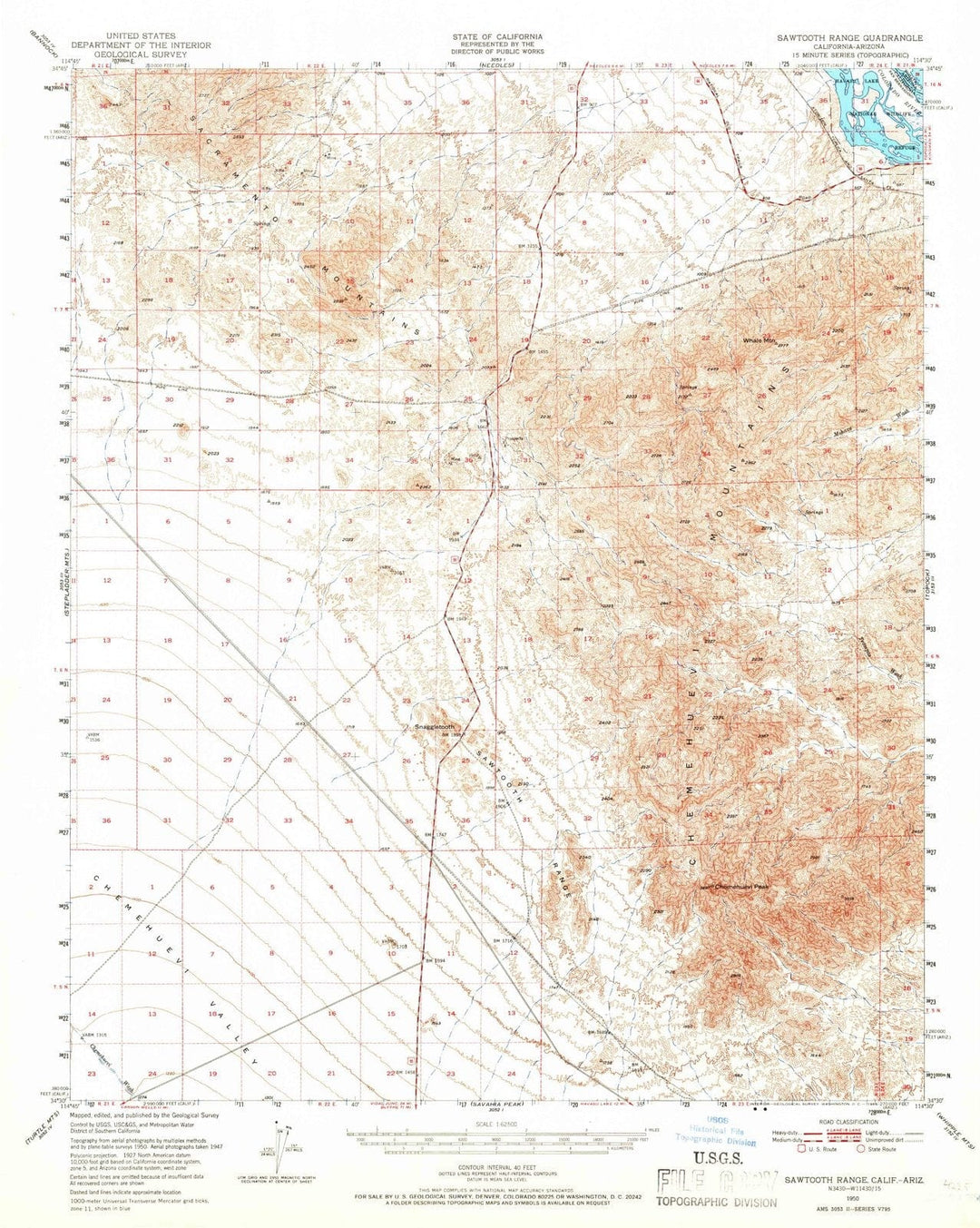 1950 Sawtooth Range, CA - California - USGS Topographic Map