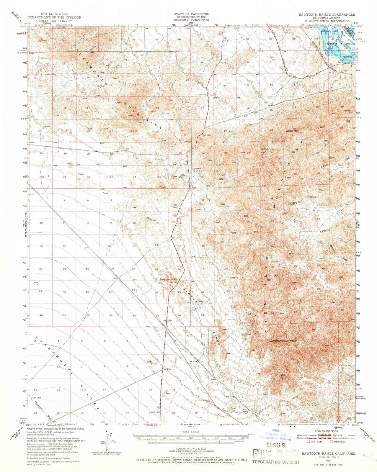 1950 Sawtooth Range, CA - California - USGS Topographic Map