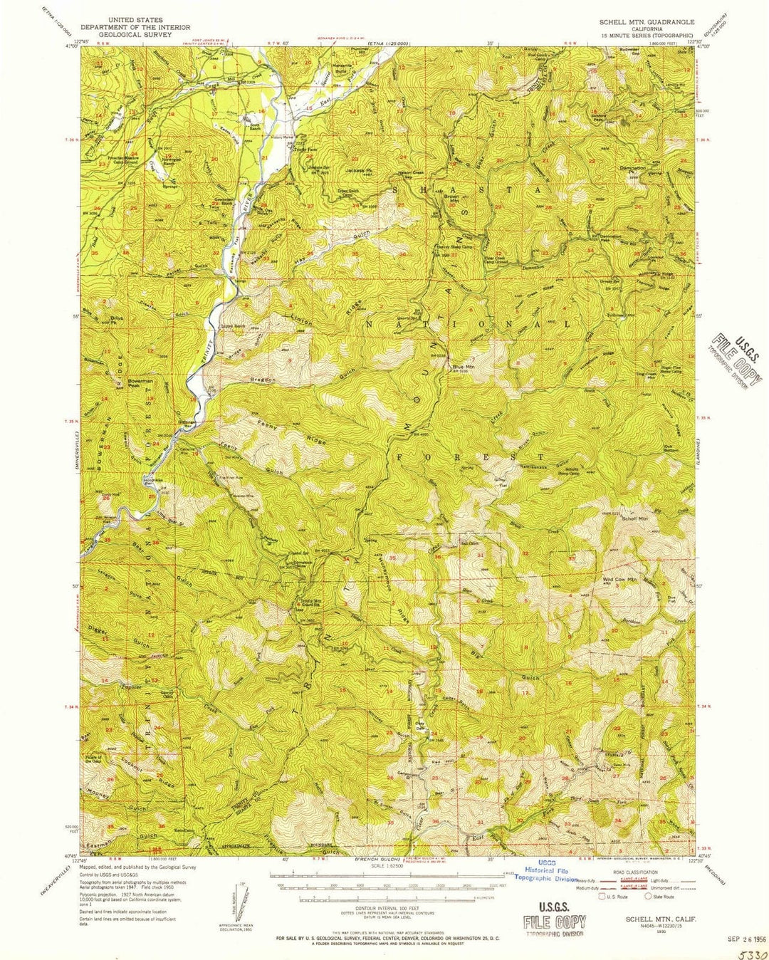 1950 Schell MTN, CA - California - USGS Topographic Map