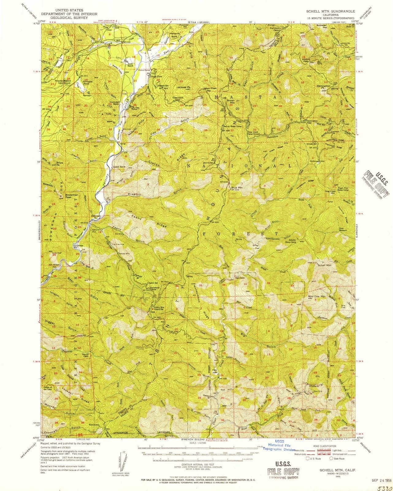 1950 Schell MTN, CA - California - USGS Topographic Map
