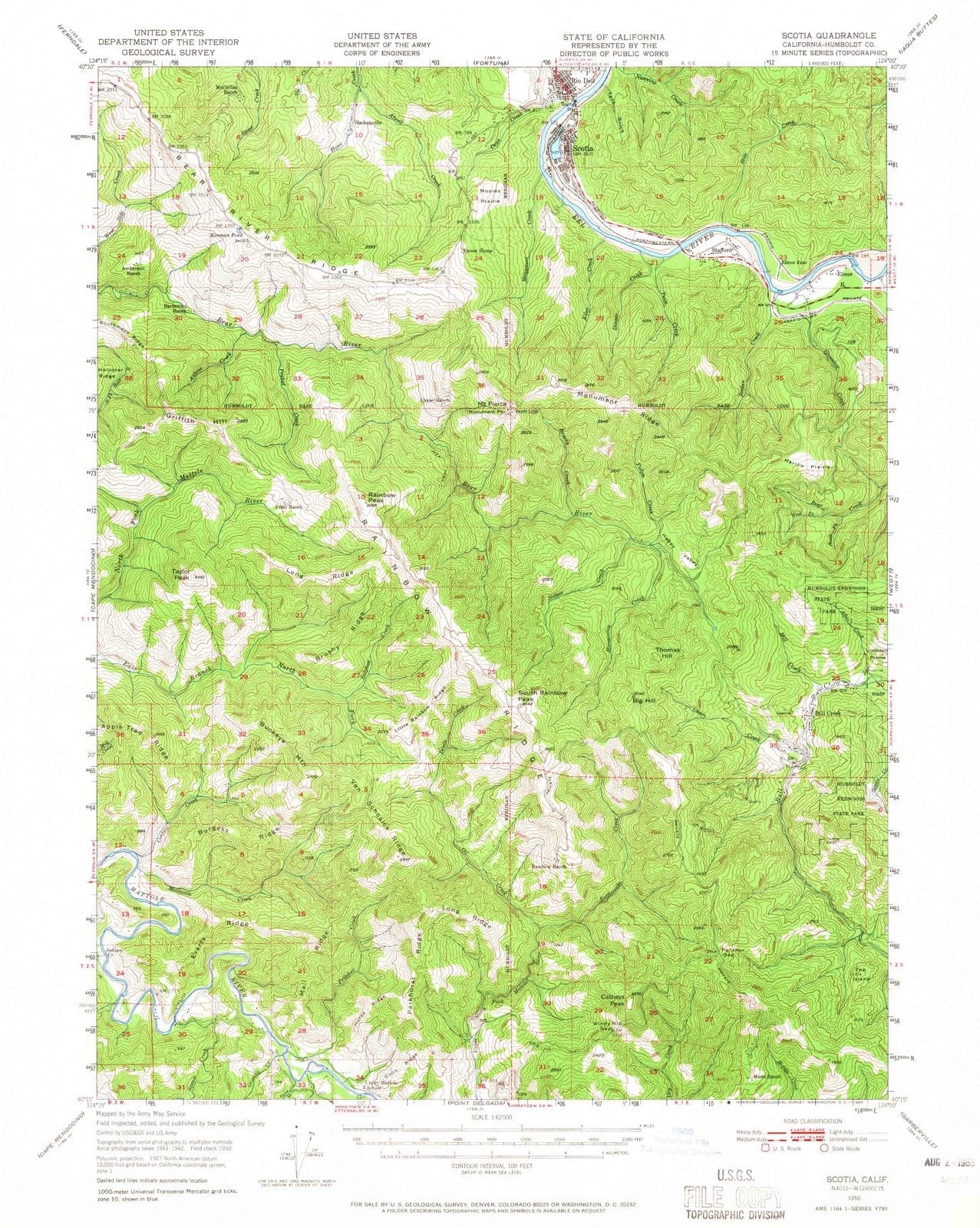 1950 Scotia, CA - California - USGS Topographic Map