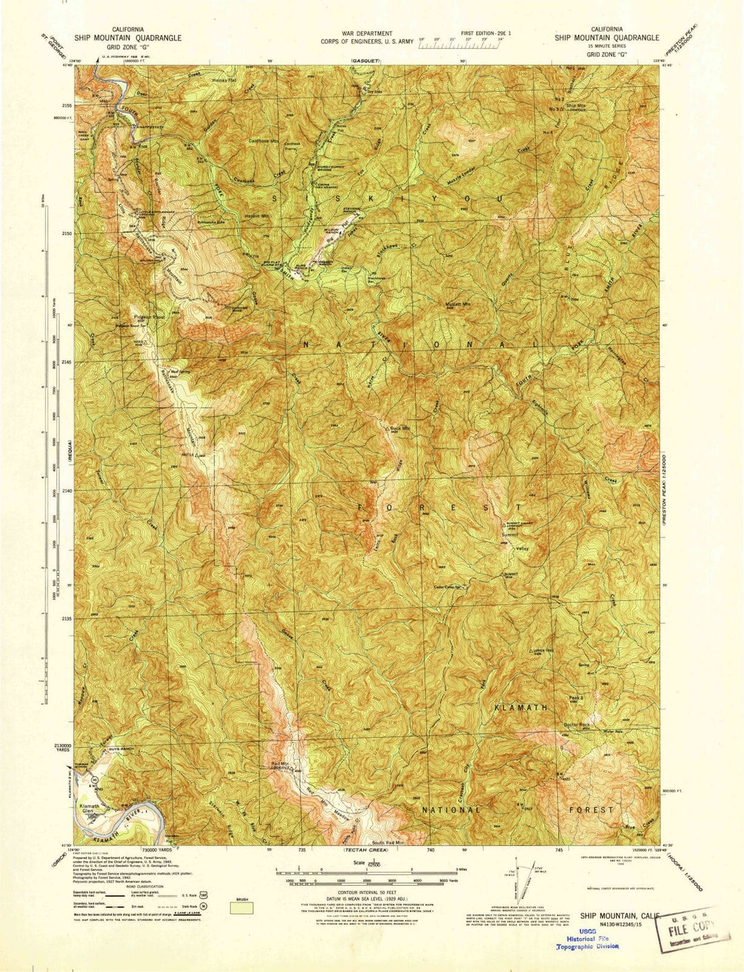 1945 Ship Mountain, CA - California - USGS Topographic Map