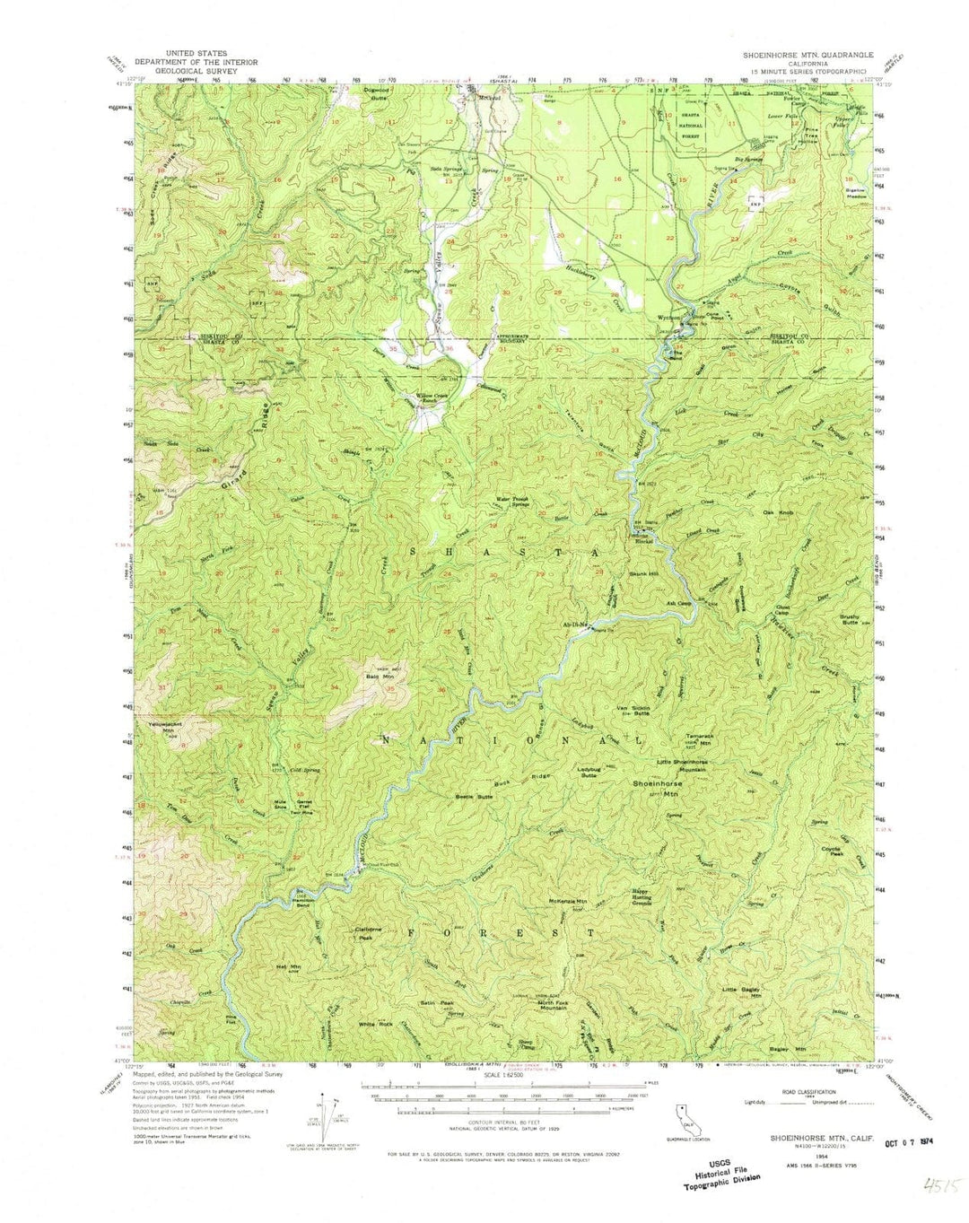 1954 Shoeinhorse Mountain, CA - California - USGS Topographic Map