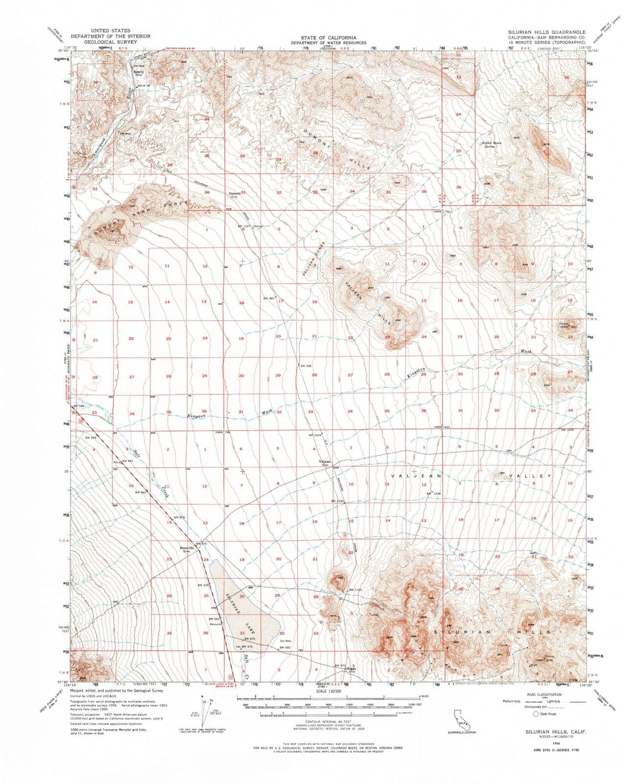 1956 Silurian Hills, CA - California - USGS Topographic Map