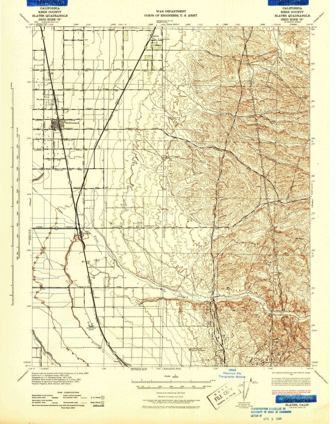 1942 Slater, CA - California - USGS Topographic Map
