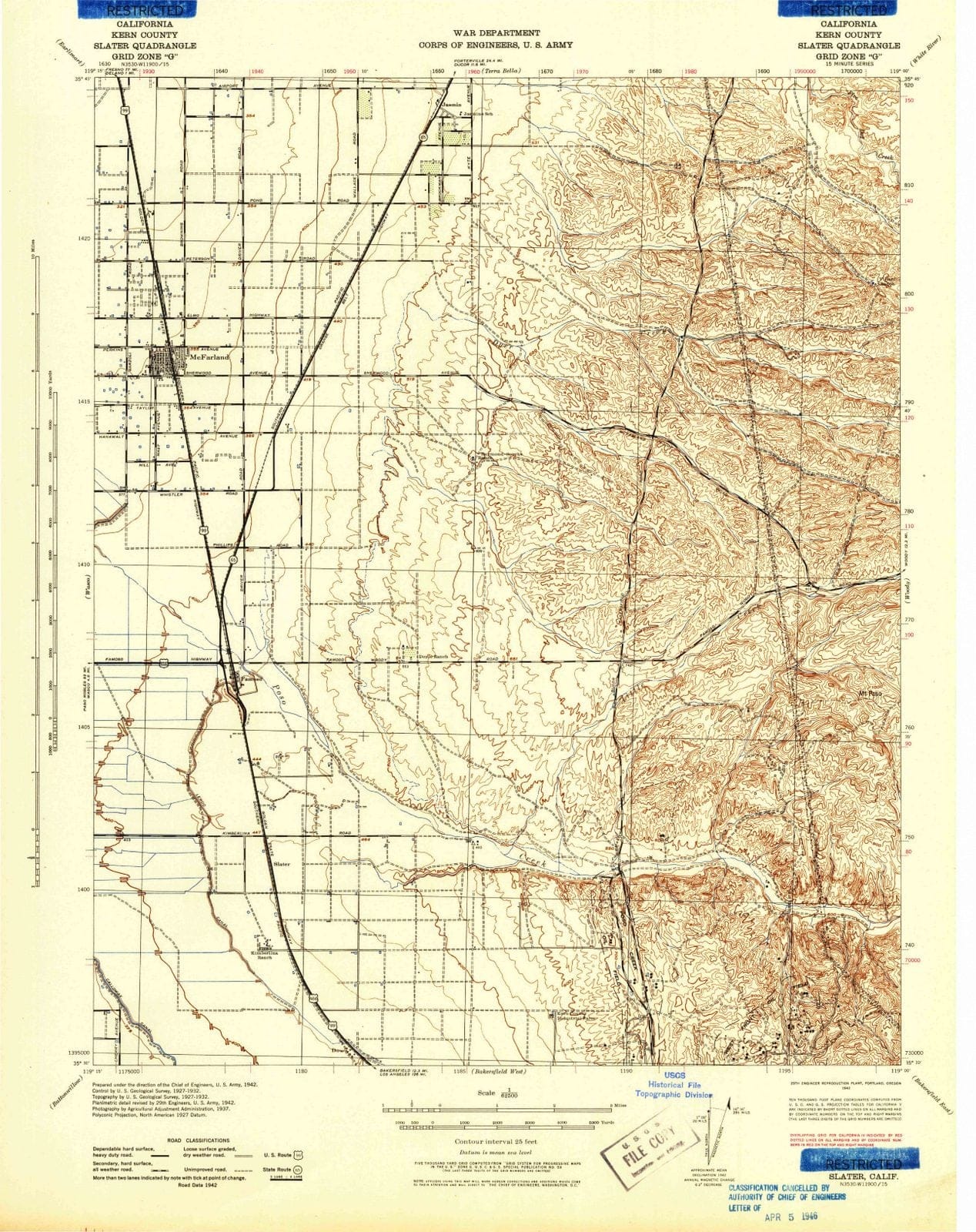 1942 Slater, CA - California - USGS Topographic Map
