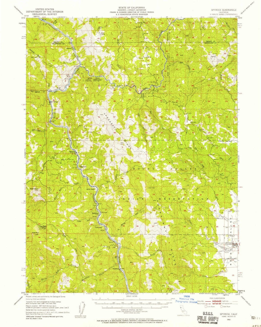 1952 Spyrock, CA - California - USGS Topographic Map