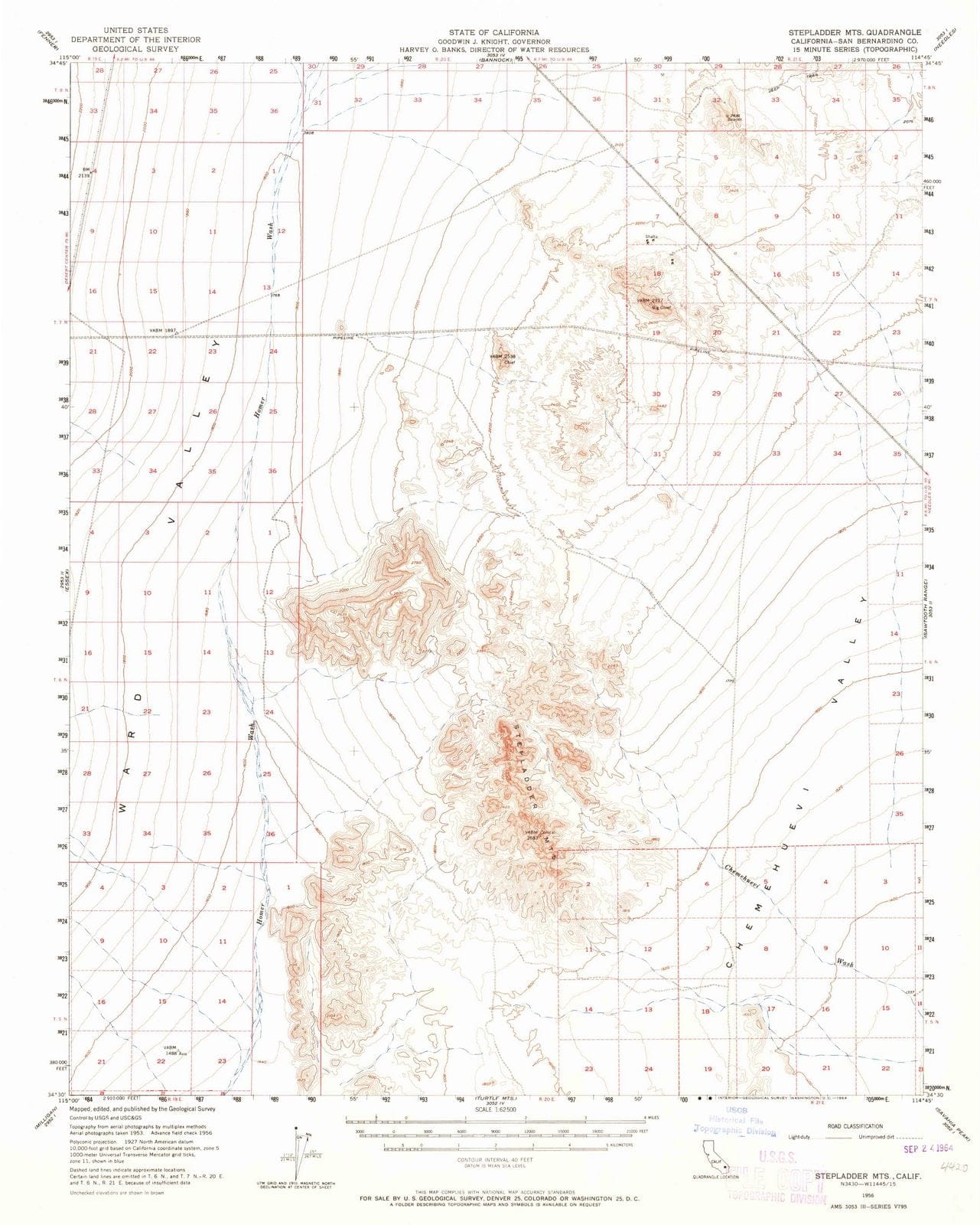 1956 Stepladder MTS, CA - California - USGS Topographic Map