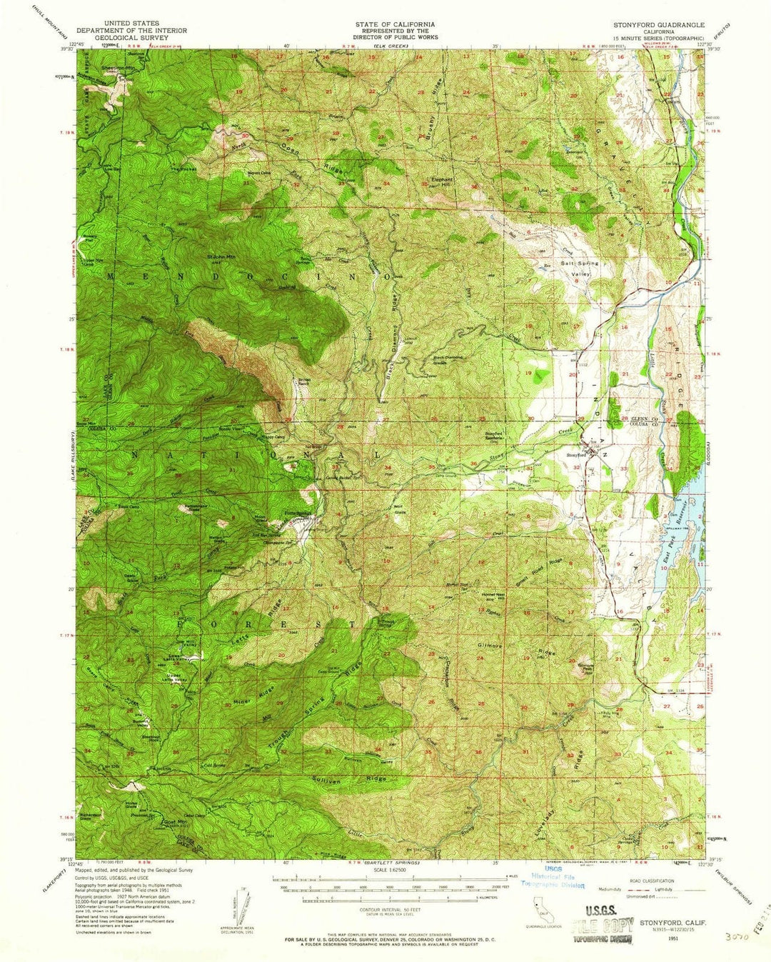 1951 Stonyford, CA - California - USGS Topographic Map