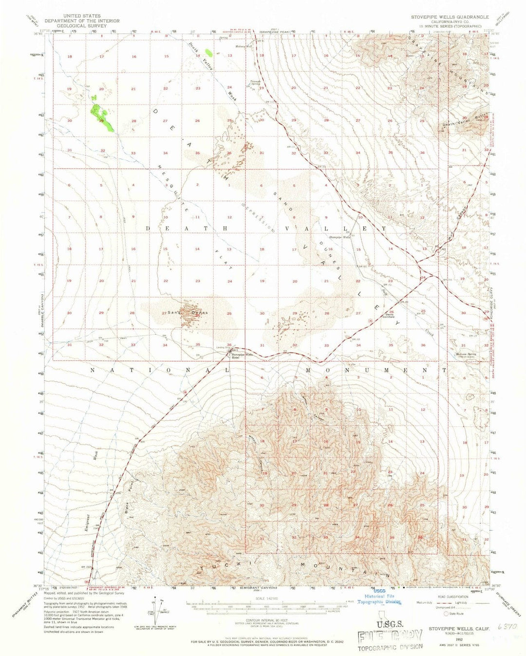 1952 Stovepipe Wells, CA - California - USGS Topographic Map