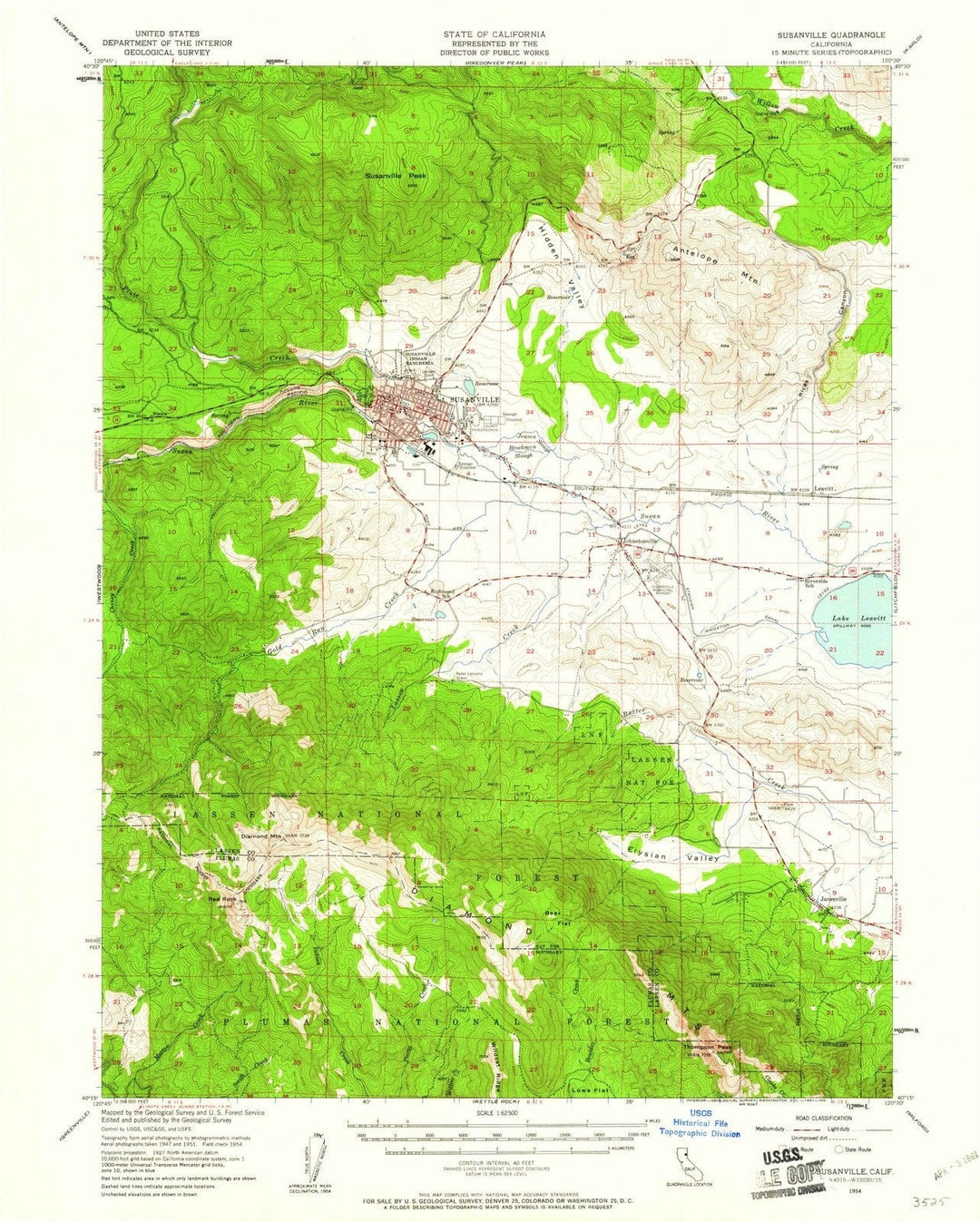 1954 Susanville, CA - California - USGS Topographic Map