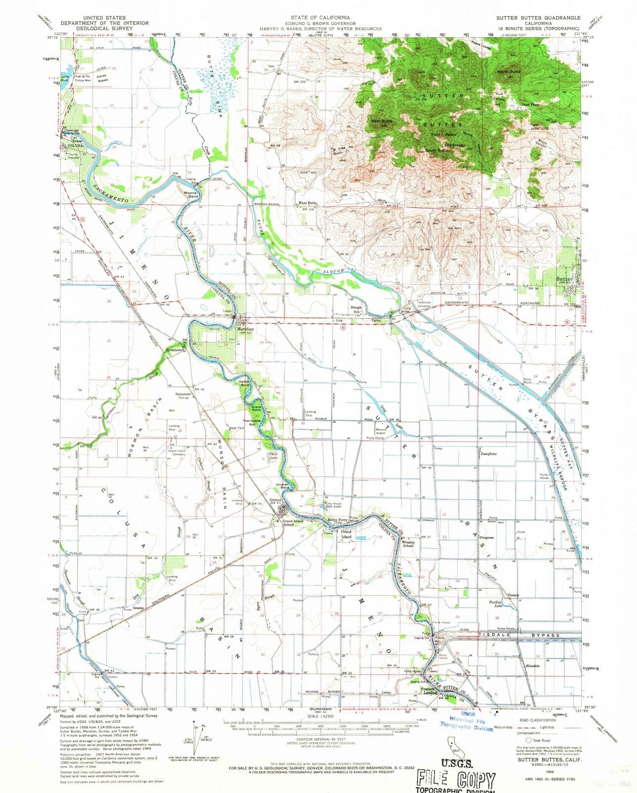 1954 Sutter Buttes, CA - California - USGS Topographic Map
