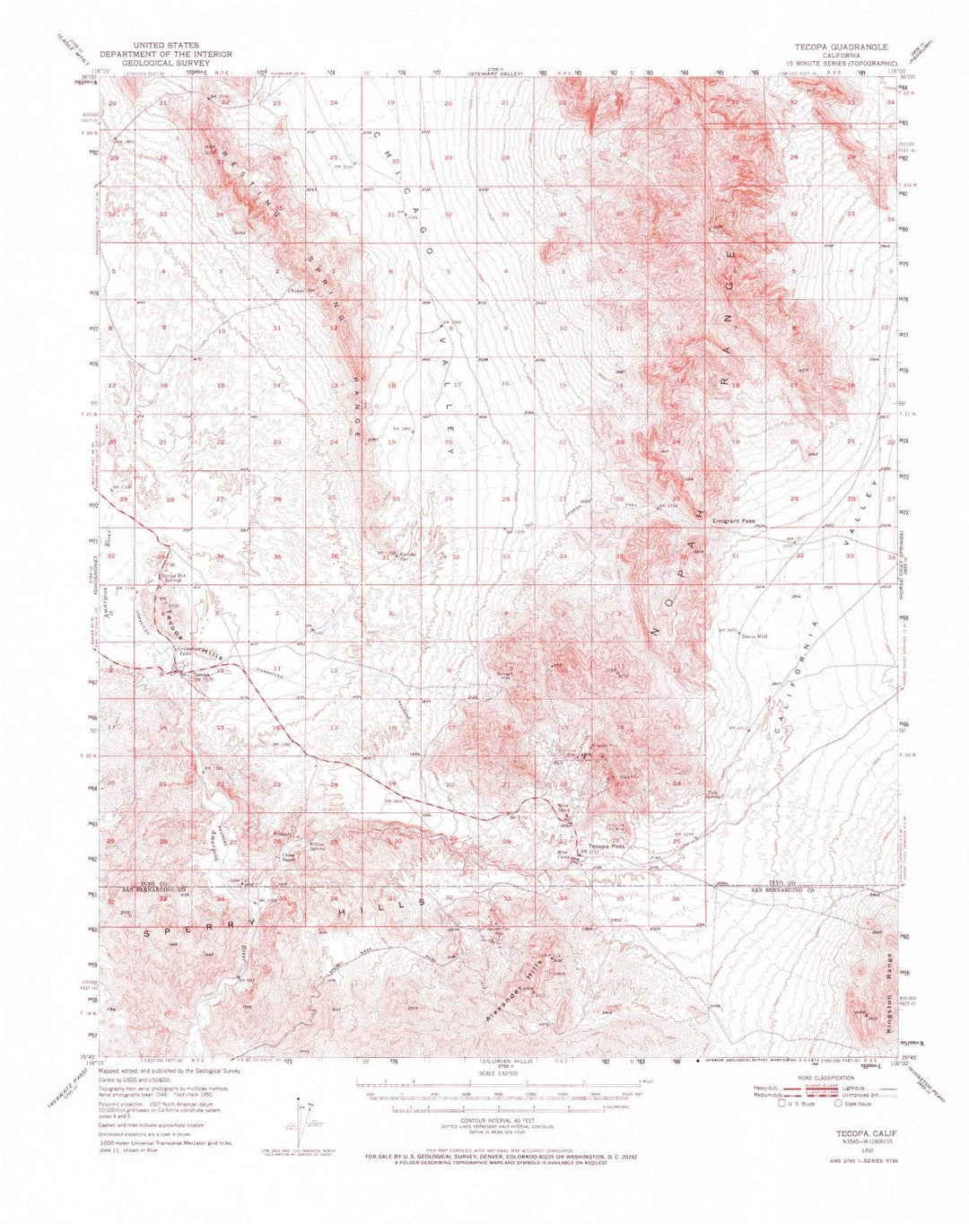 1950 Tecopa, CA - California - USGS Topographic Map