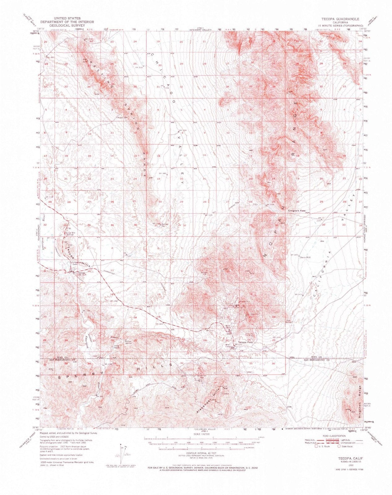 1950 Tecopa, CA - California - USGS Topographic Map