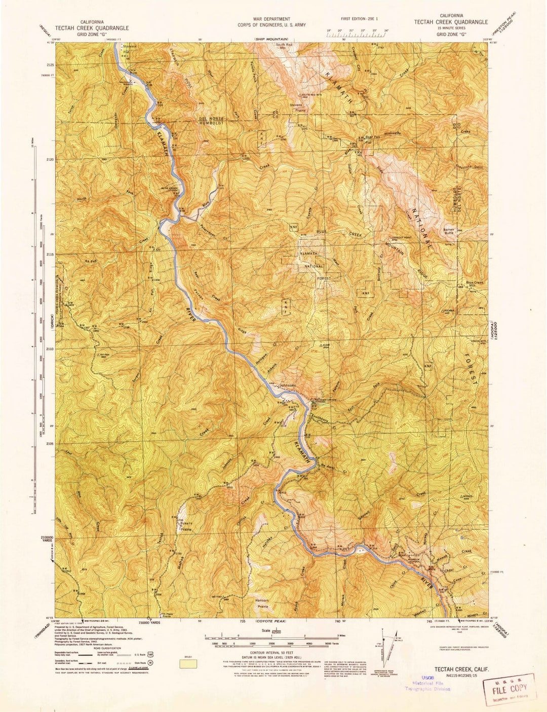 1945 Tectah Creek, CA - California - USGS Topographic Map