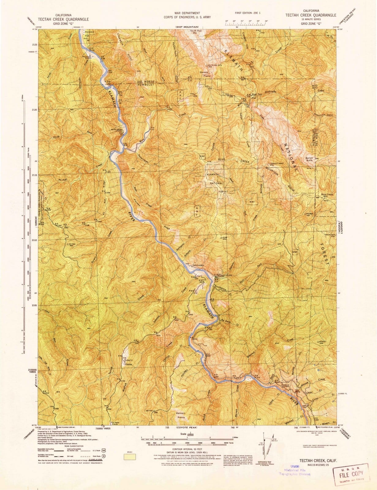 1945 Tectah Creek, CA - California - USGS Topographic Map