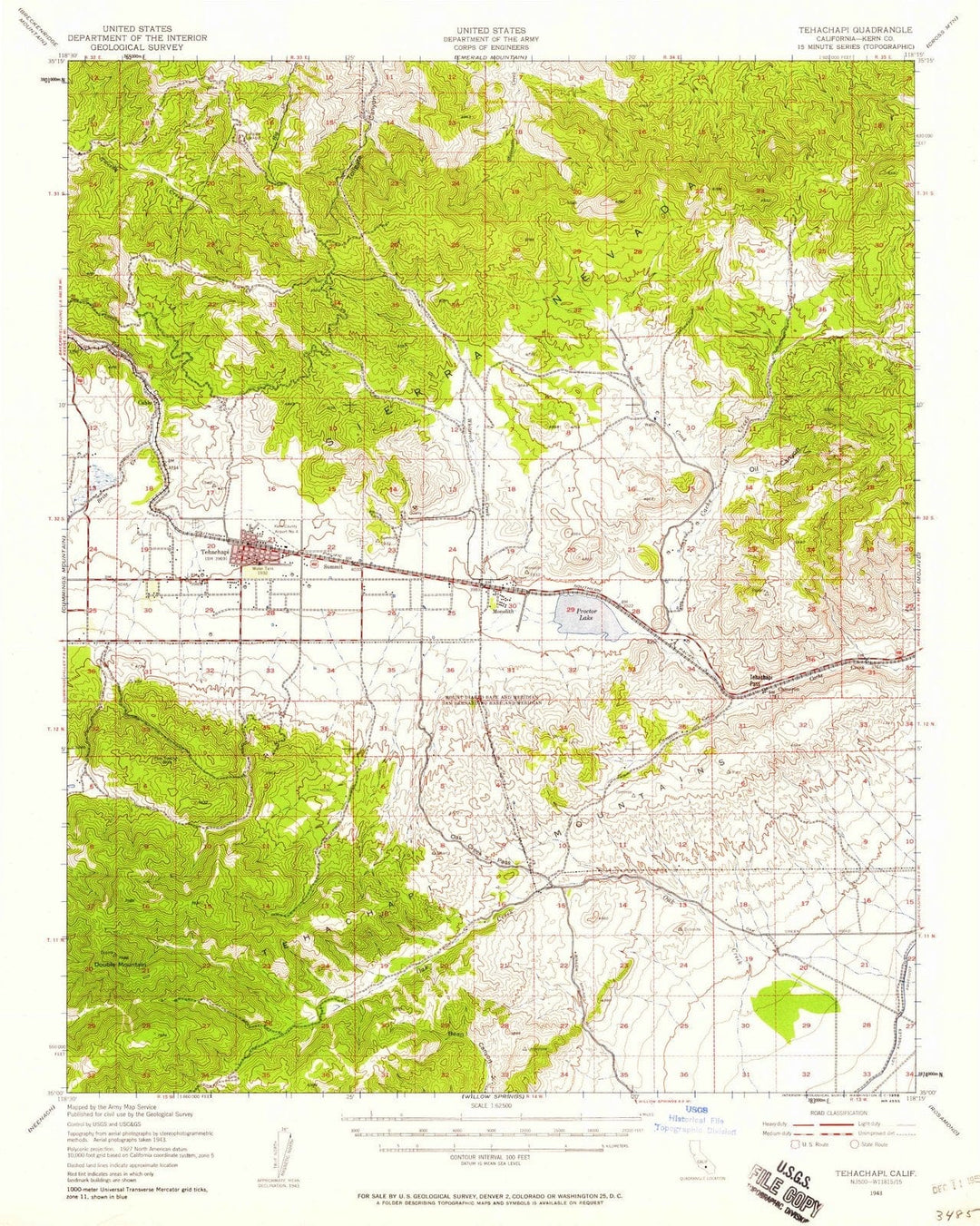 1943 Tehachapi, CA - California - USGS Topographic Map