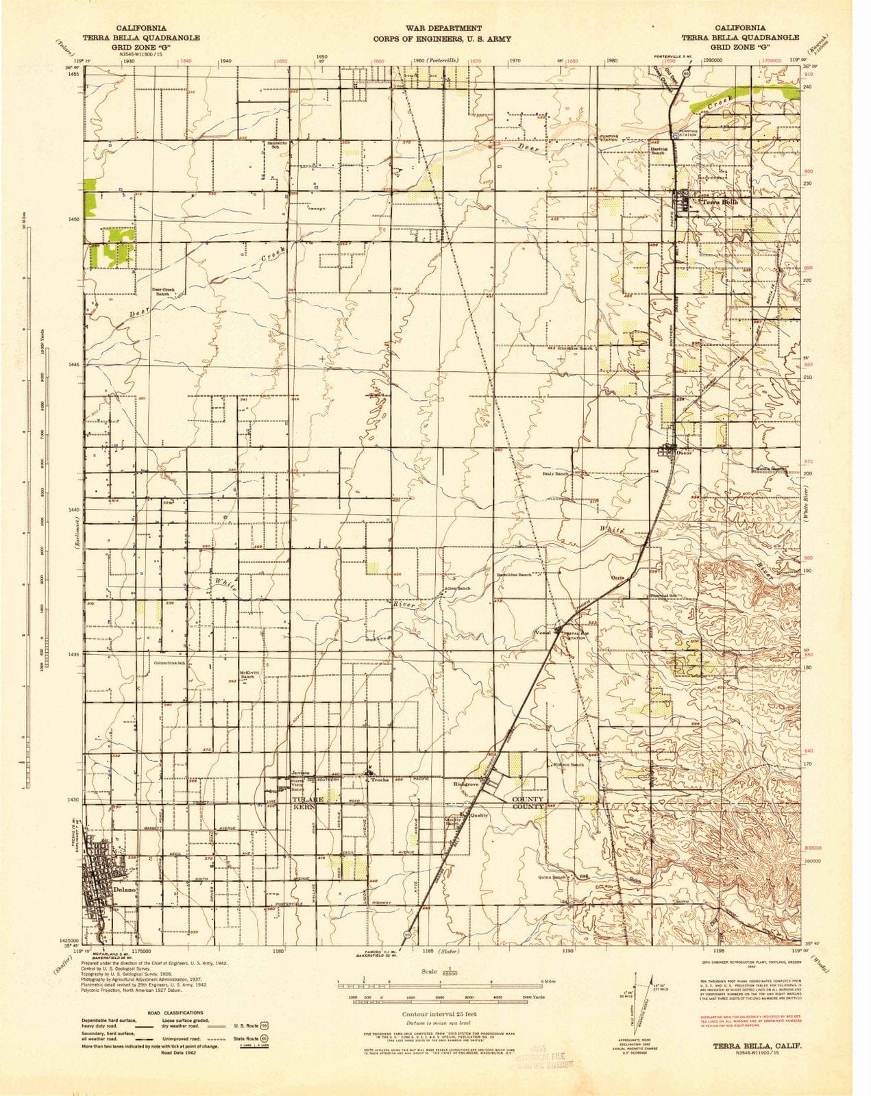1942 Terra Bella, CA - California - USGS Topographic Map