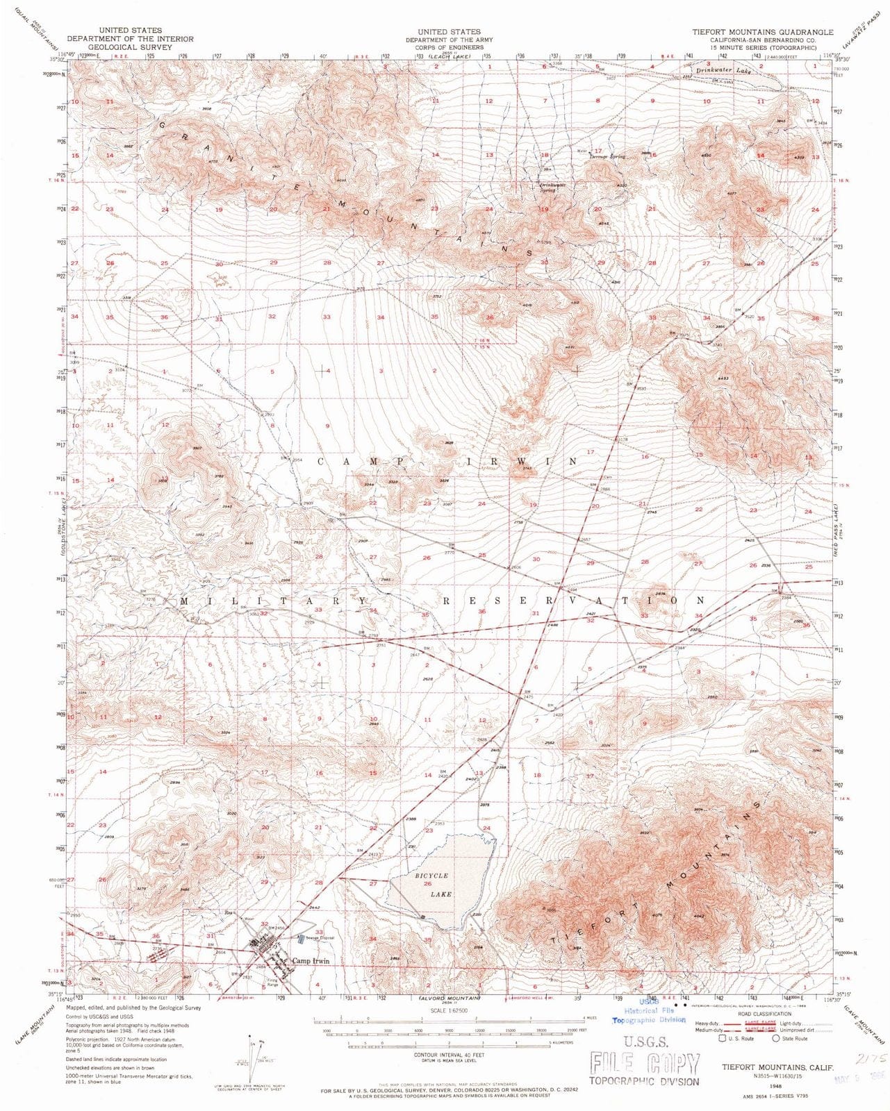 1948 Tiefort Mountains, CA - California - USGS Topographic Map