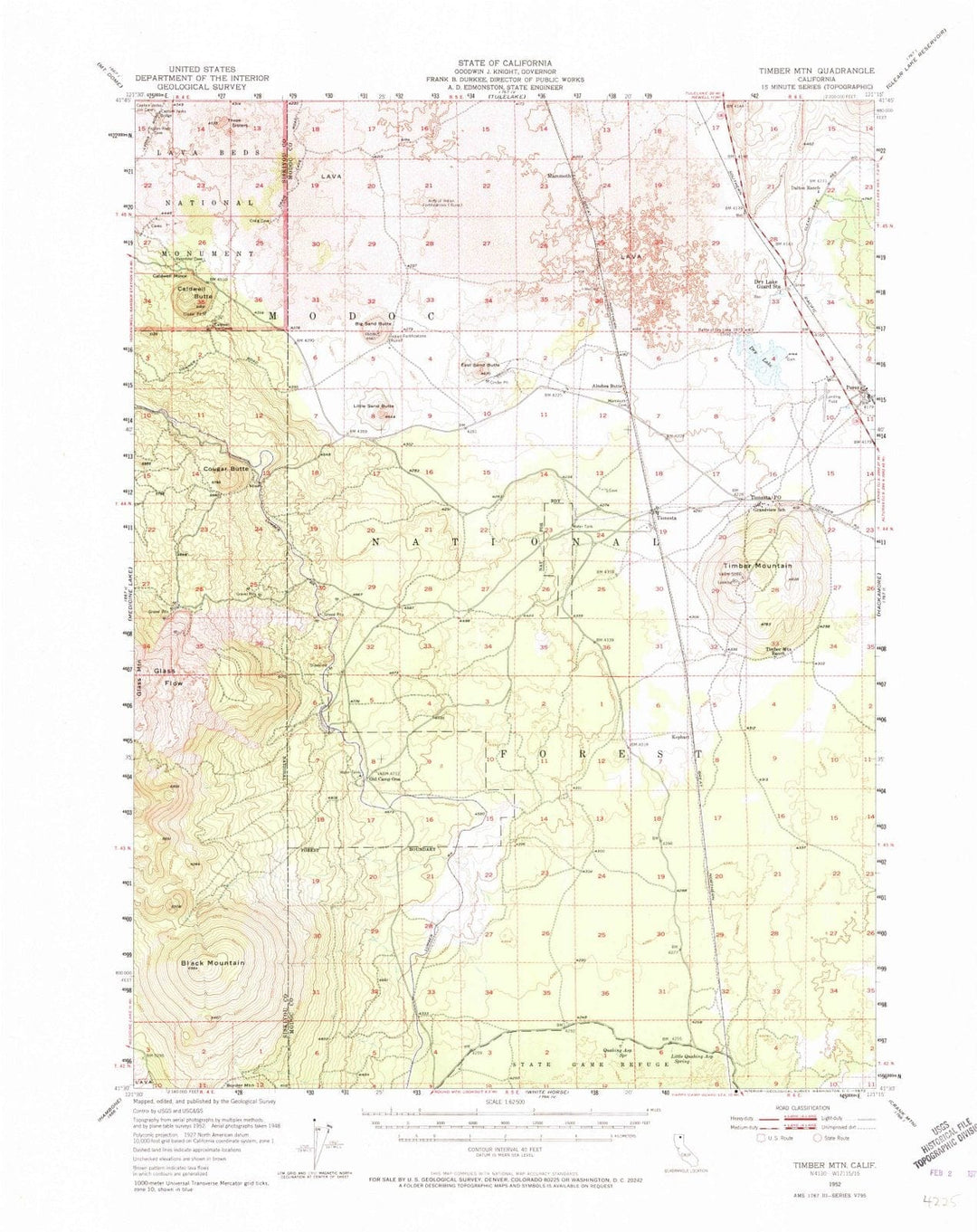 1952 Timber Mountain, CA - California - USGS Topographic Map