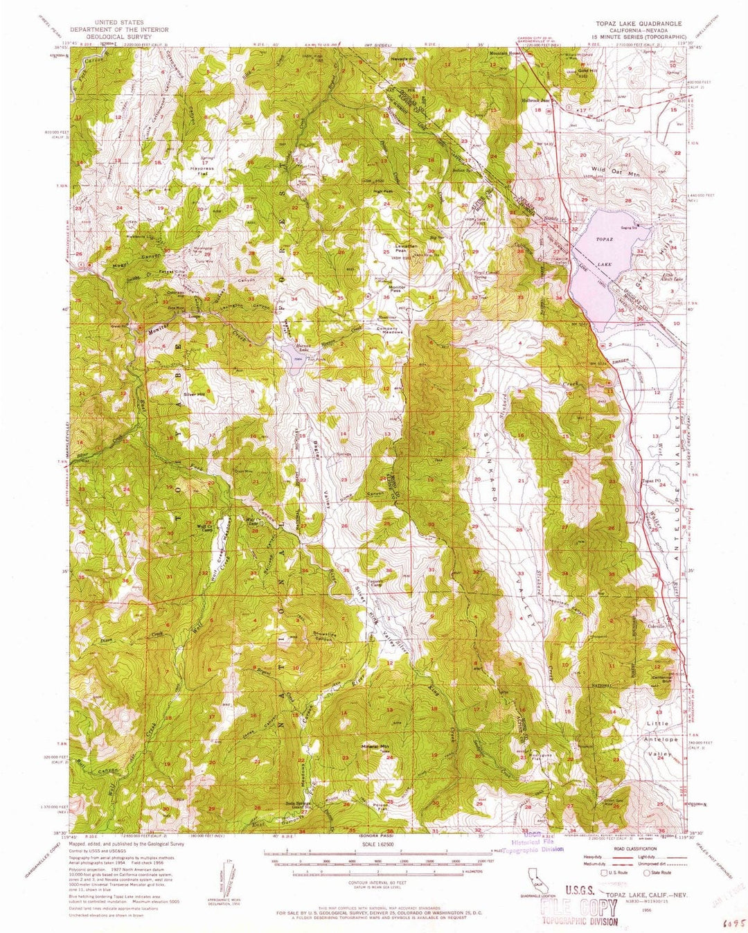 1956 Topaz Lake, CA - California - USGS Topographic Map