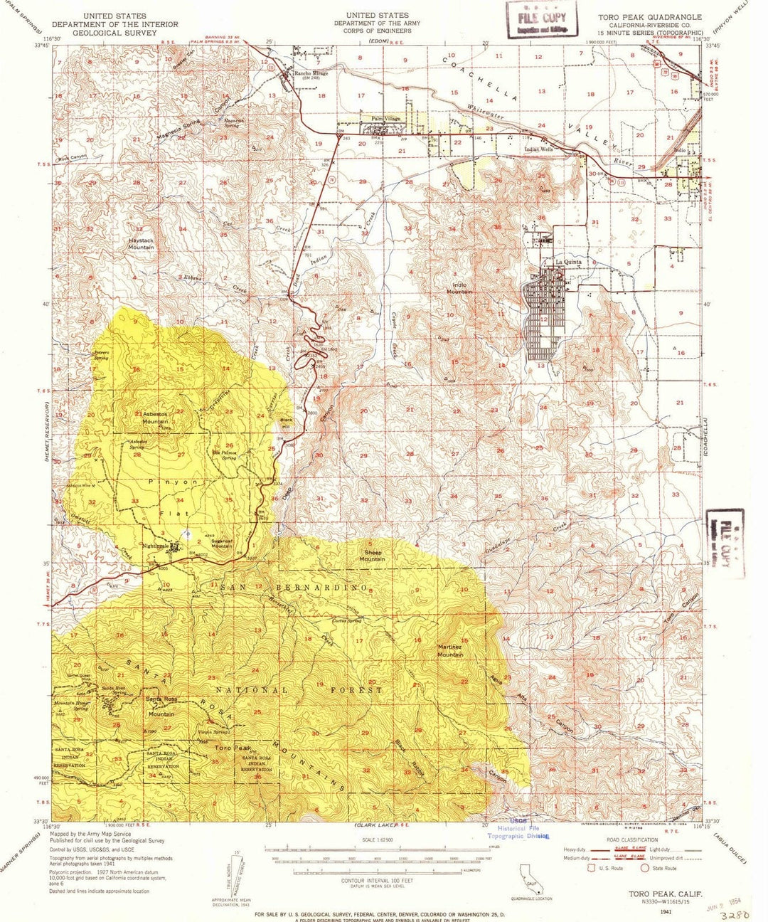 1941 Toro Peak, CA - California - USGS Topographic Map