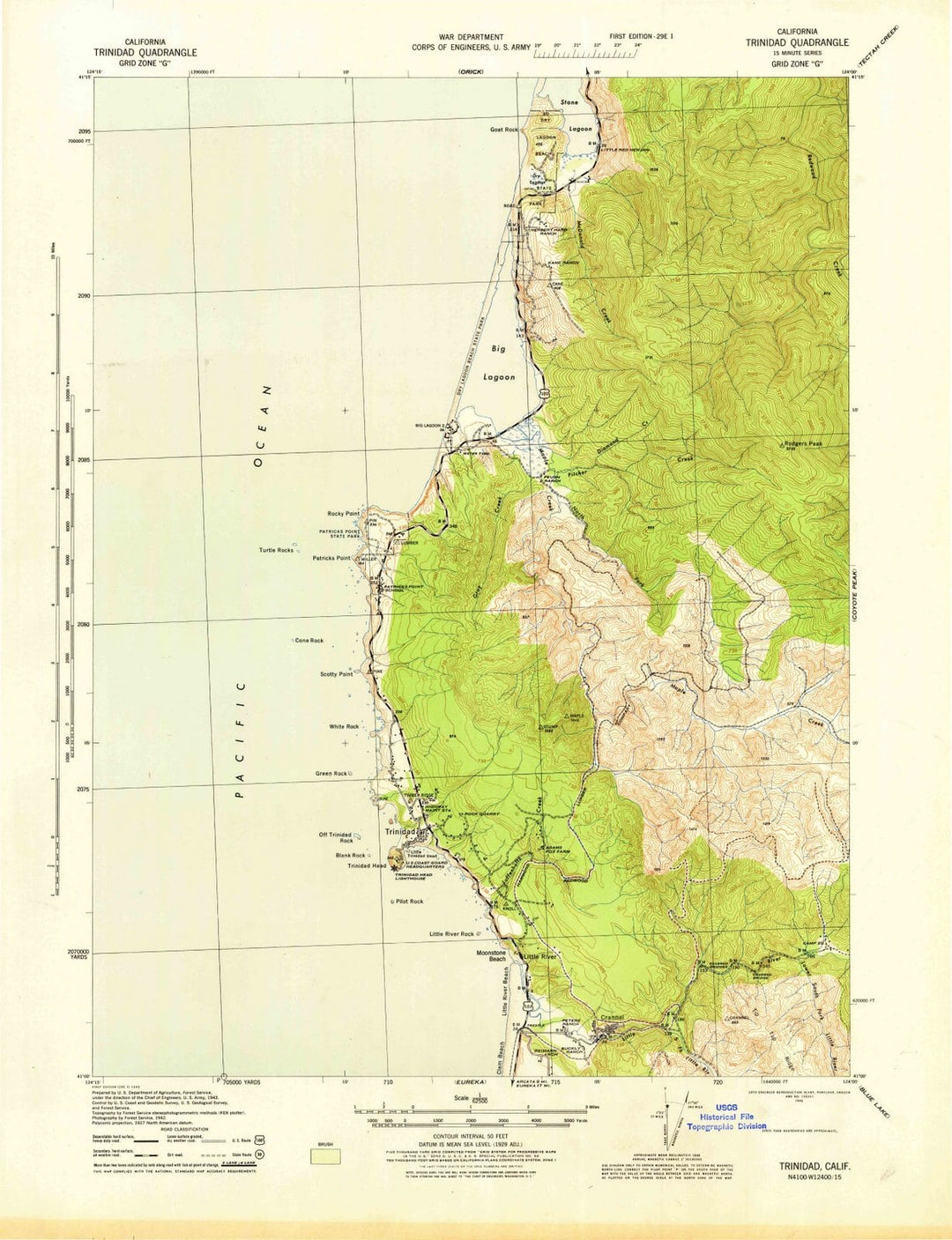 1945 Trinidad, CA - California - USGS Topographic Map
