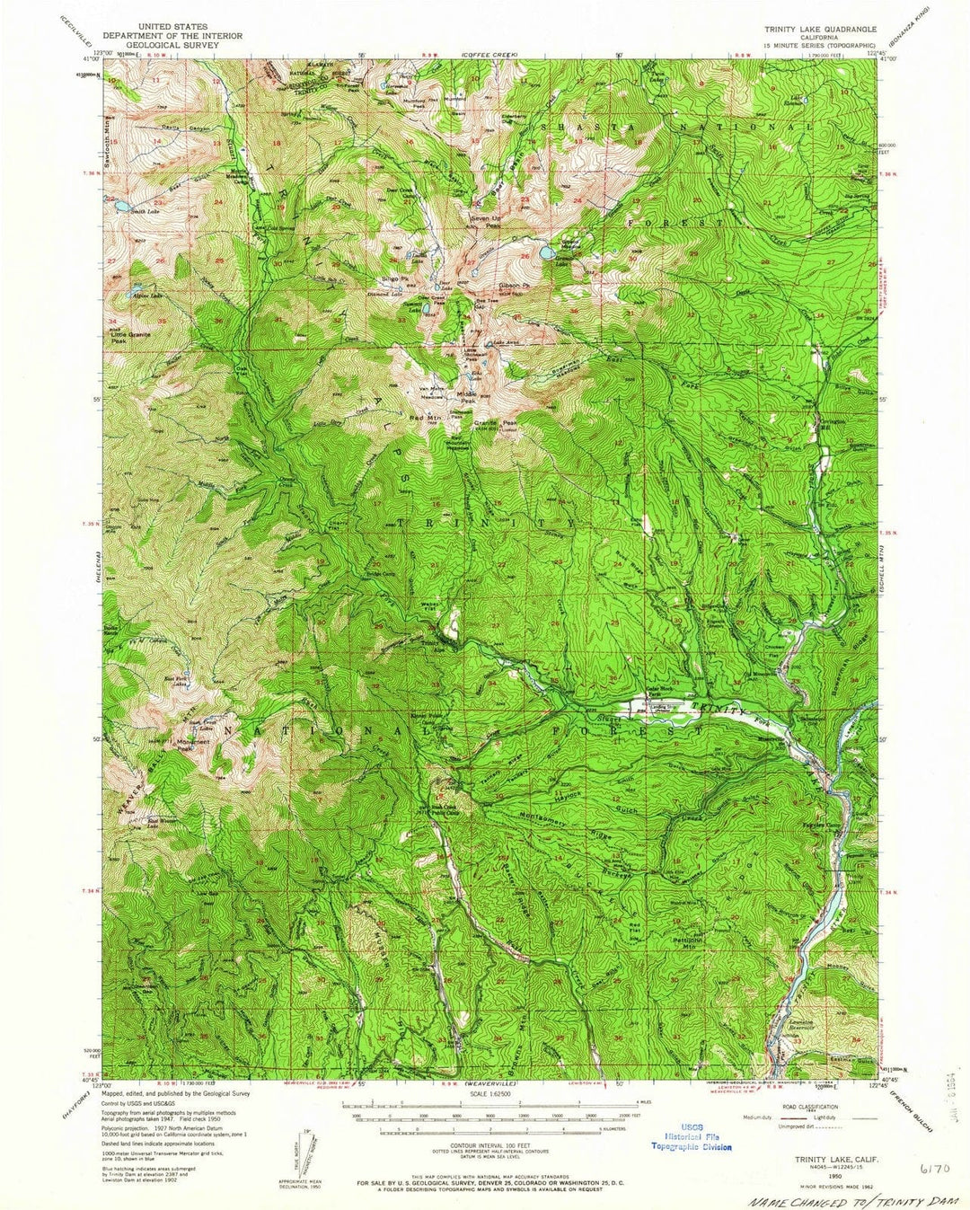 1950 Trinity Lake, CA - California - USGS Topographic Map