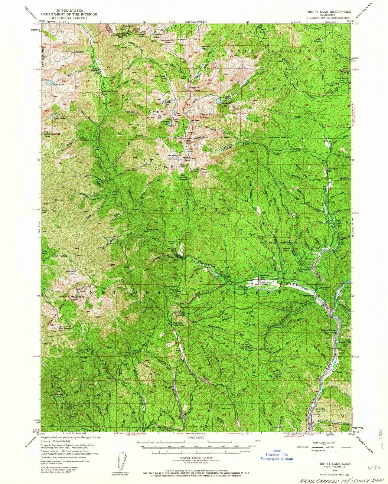 1950 Trinity Lake, CA - California - USGS Topographic Map