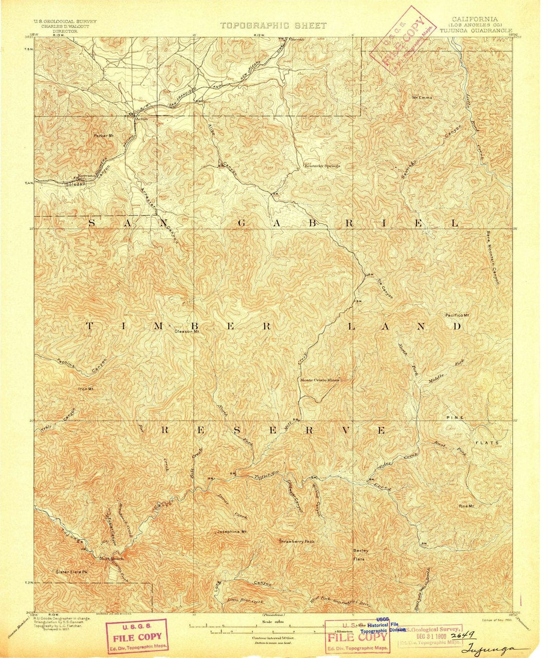 1900 Tujunga, CA - California - USGS Topographic Map