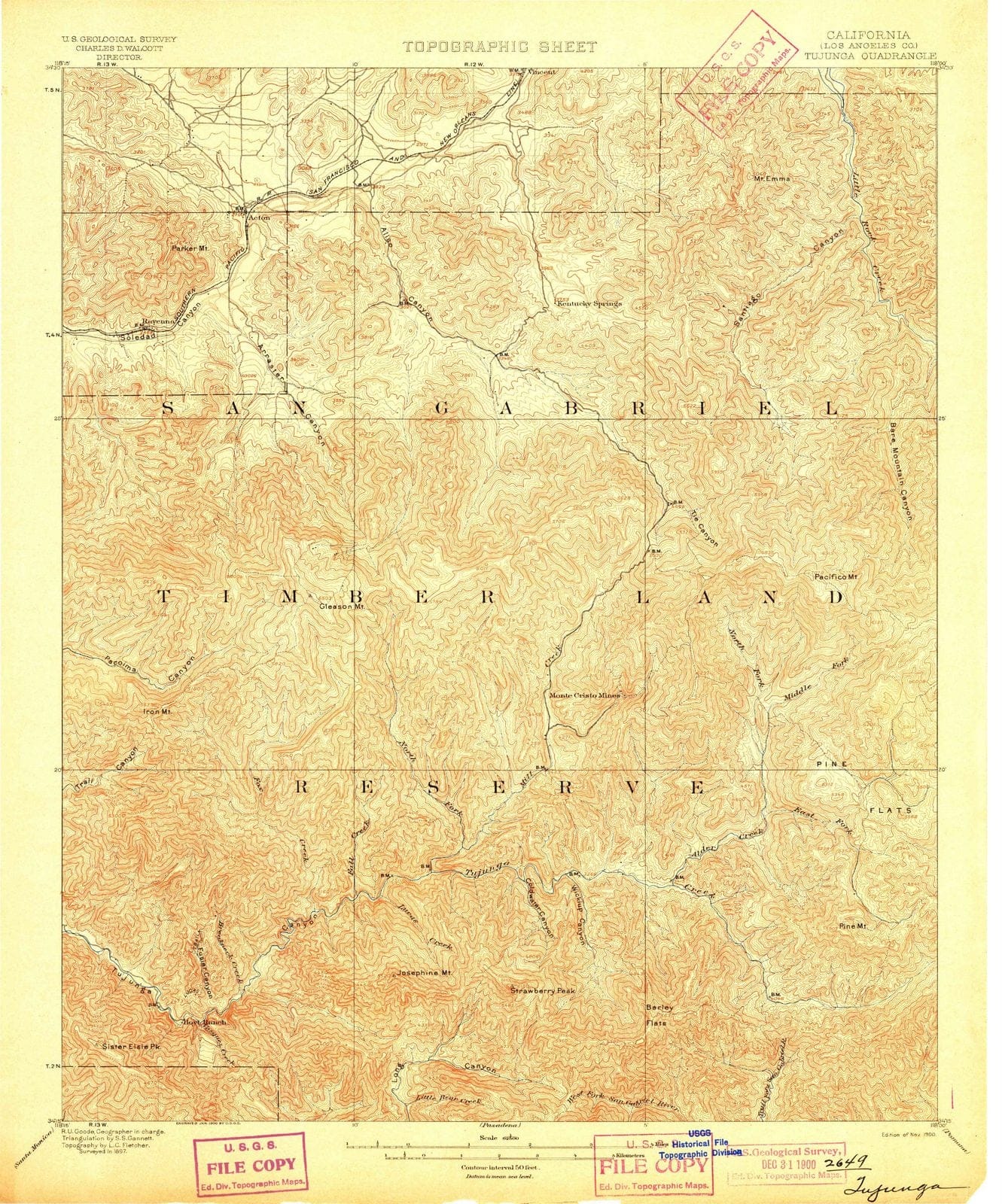 1900 Tujunga, CA - California - USGS Topographic Map