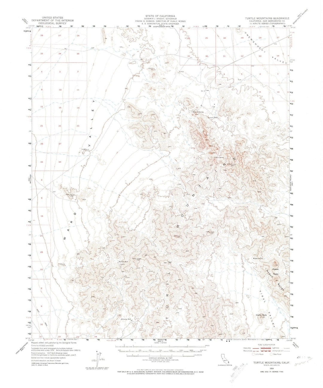 1954 Turtle Mountains, CA - California - USGS Topographic Map