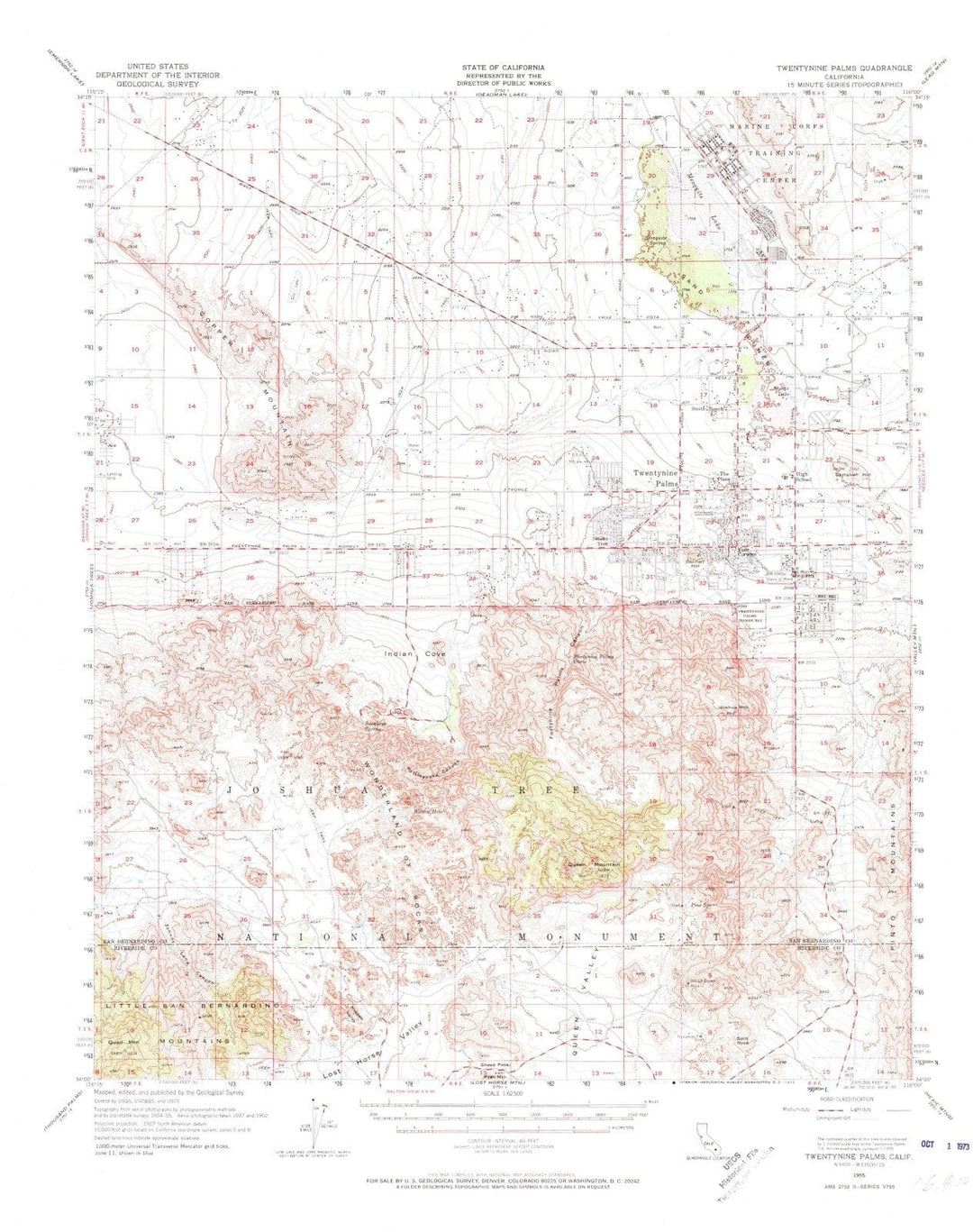 1955 Twentynine Palms, CA - California - USGS Topographic Map