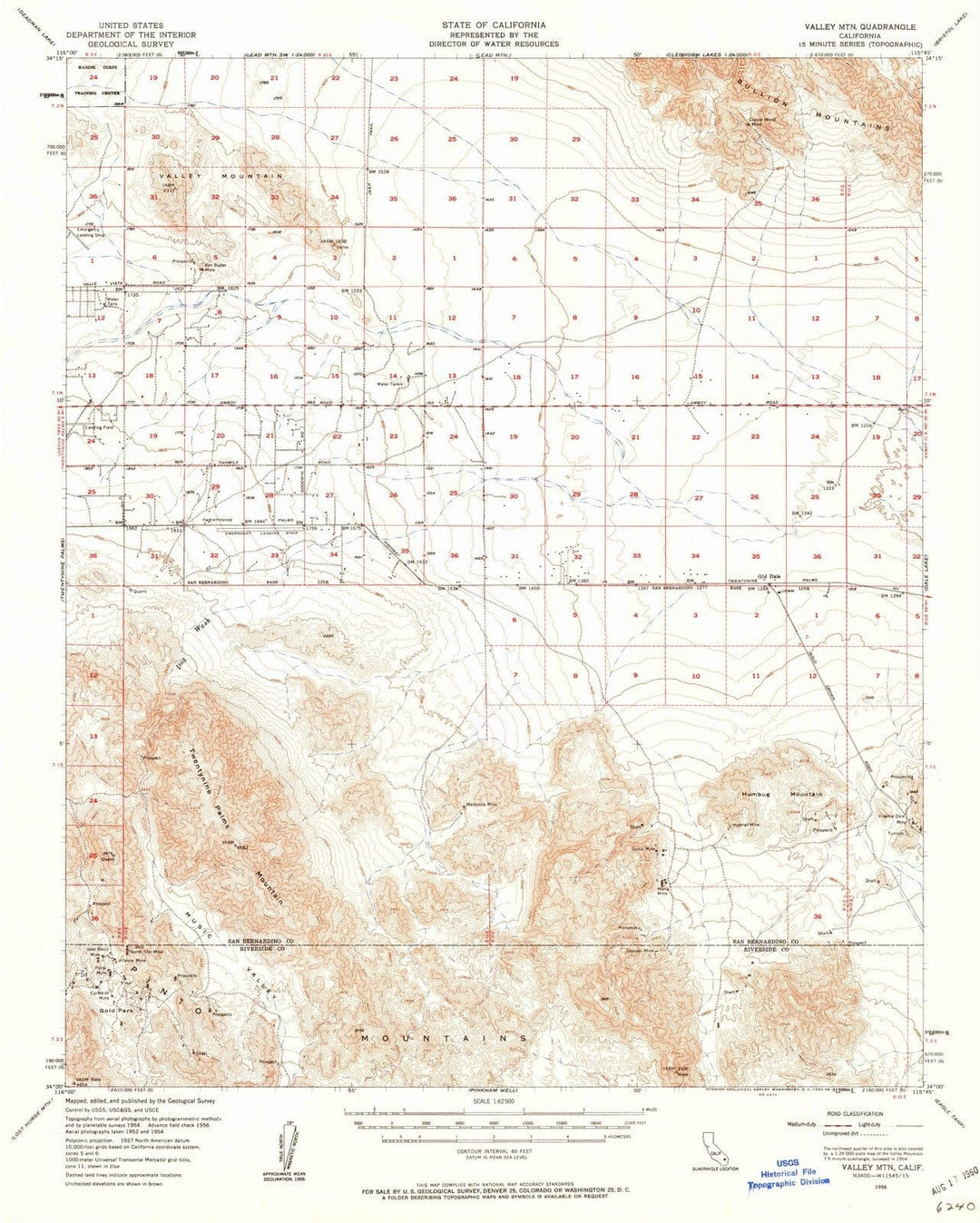 1956 Valley Mountain, CA - California - USGS Topographic Map