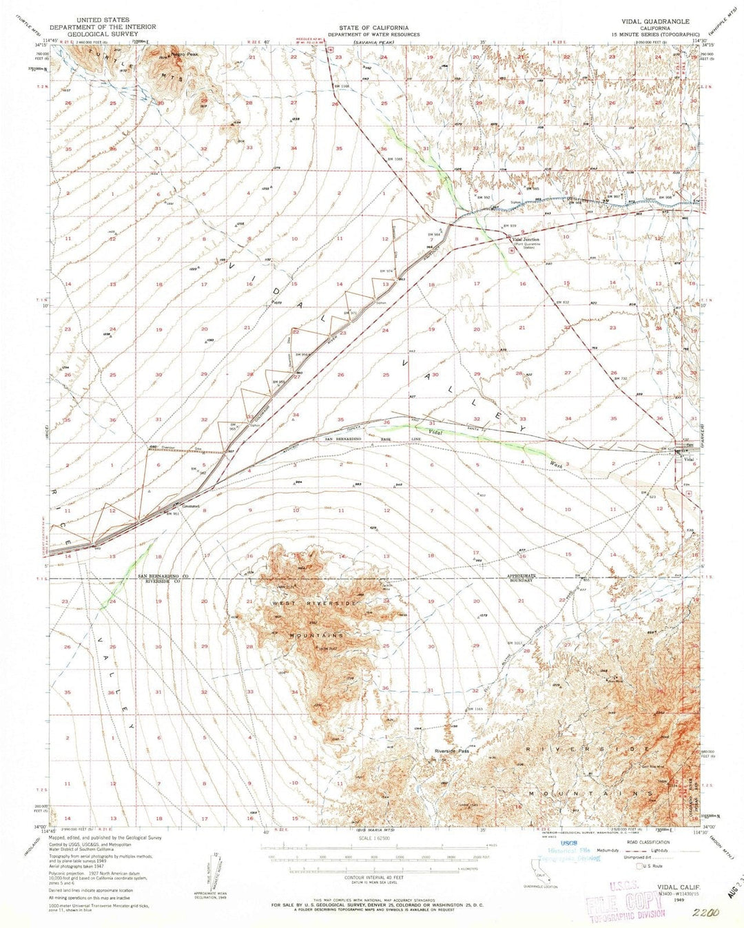 1949 Vidal, CA - California - USGS Topographic Map