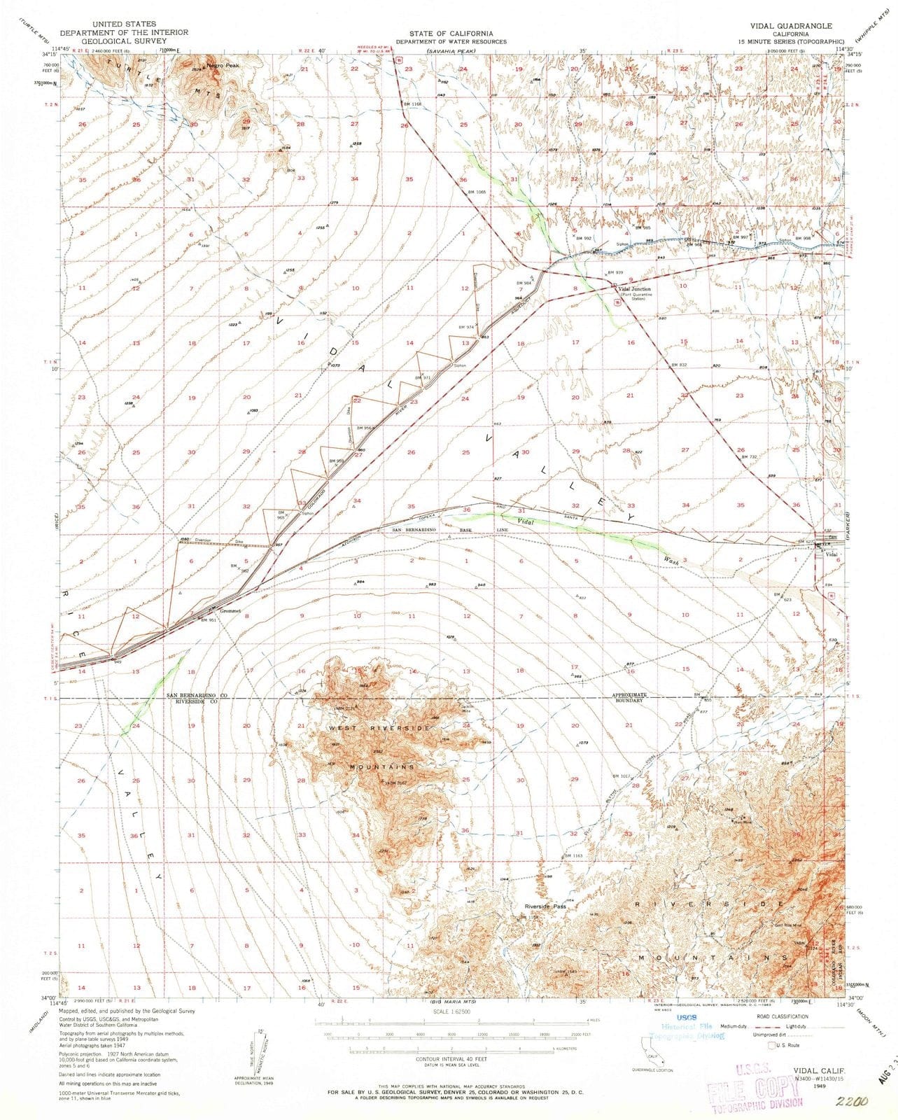 1949 Vidal, CA - California - USGS Topographic Map