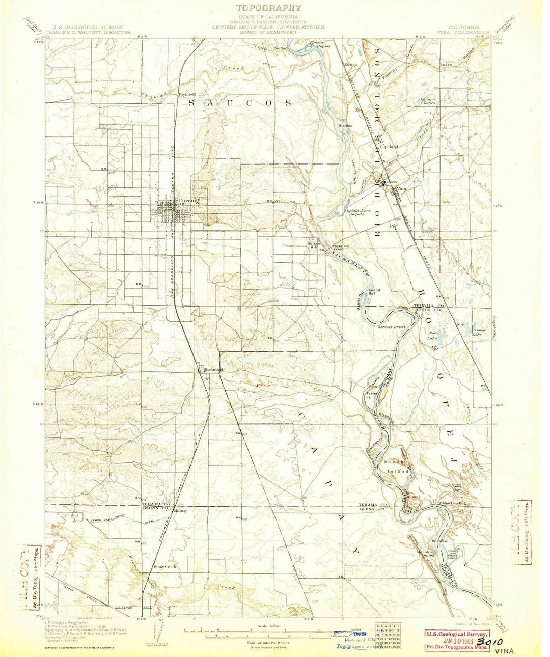 1904 Vina, CA - California - USGS Topographic Map