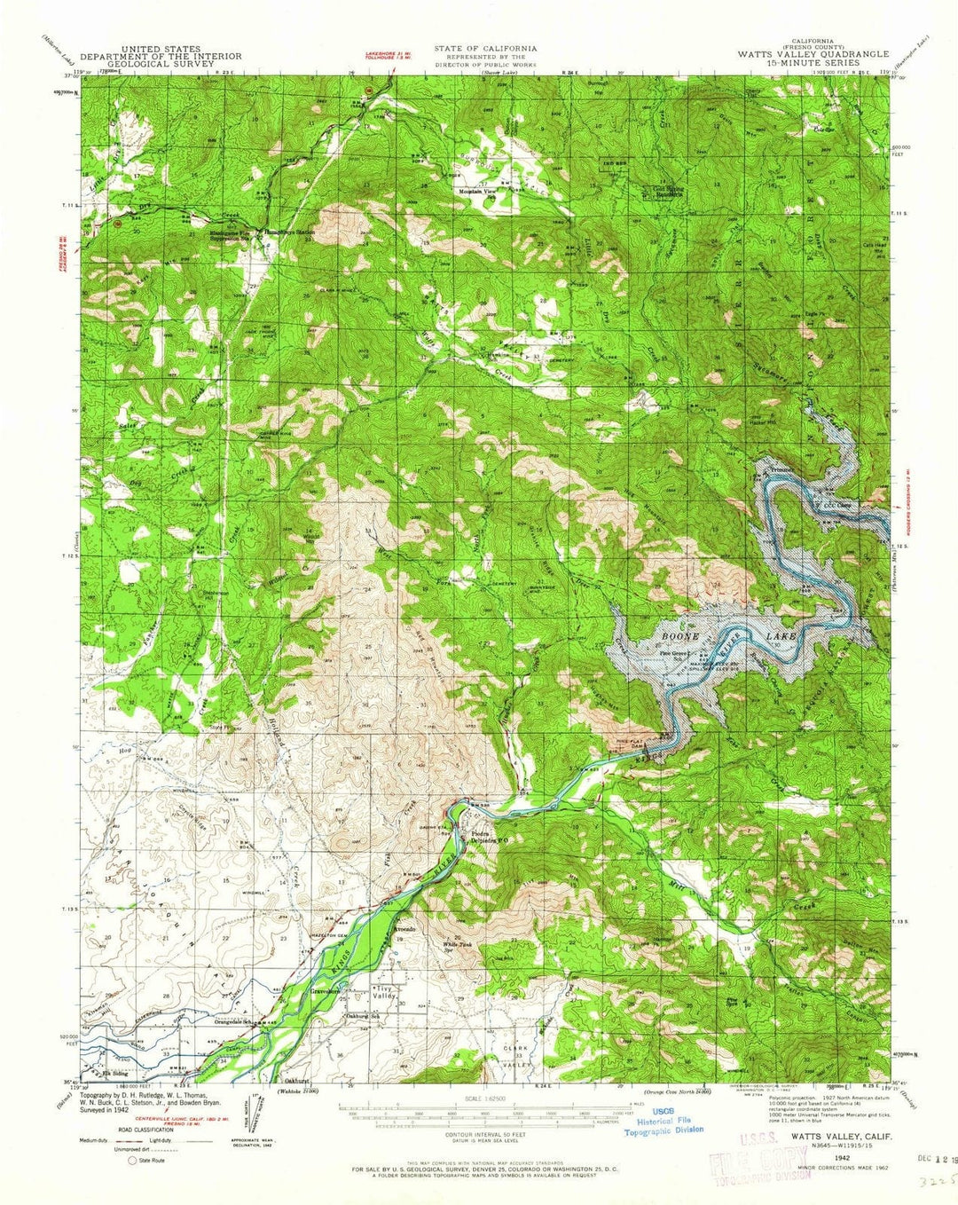 1942 Watts Valley, CA - California - USGS Topographic Map
