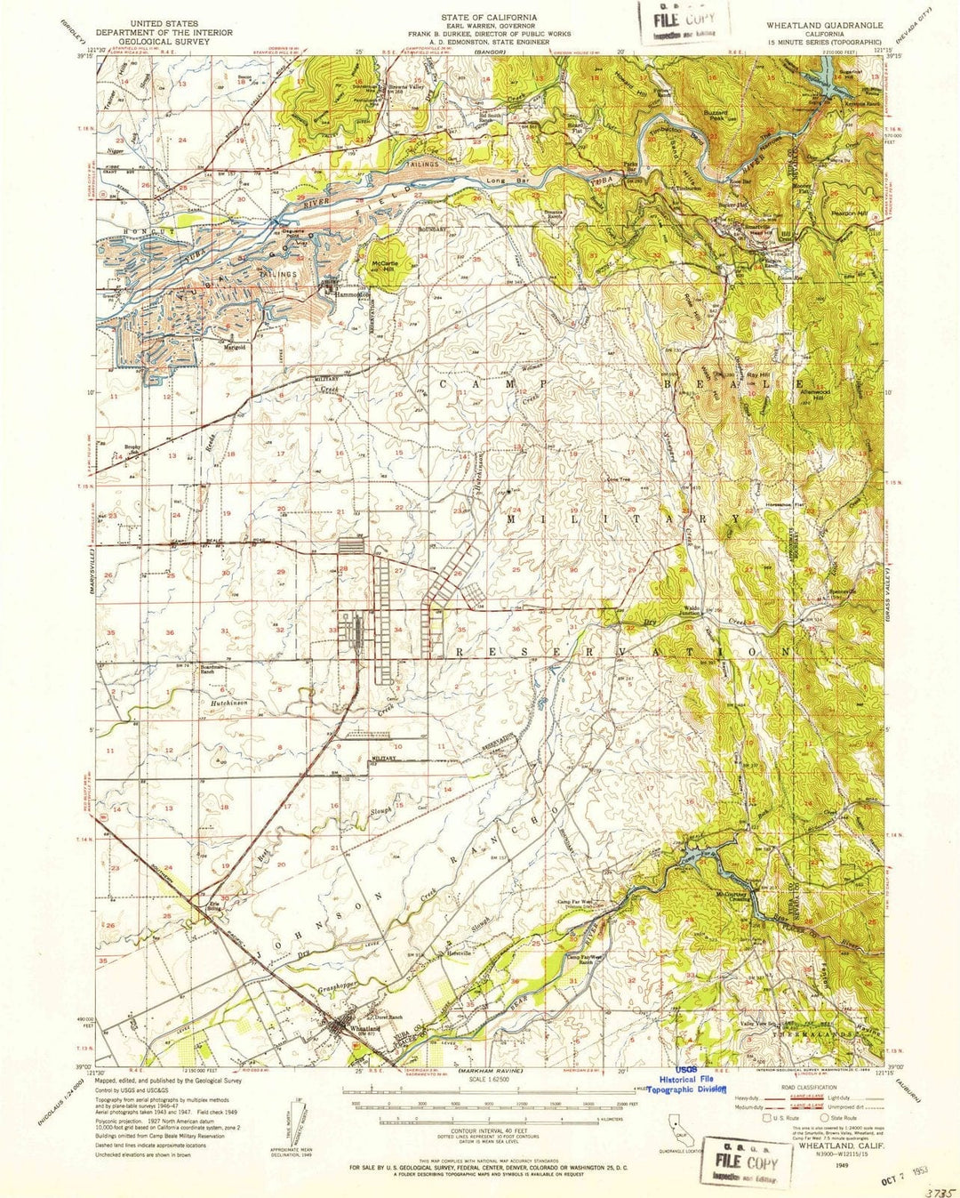 1949 Wheatland, CA - California - USGS Topographic Map