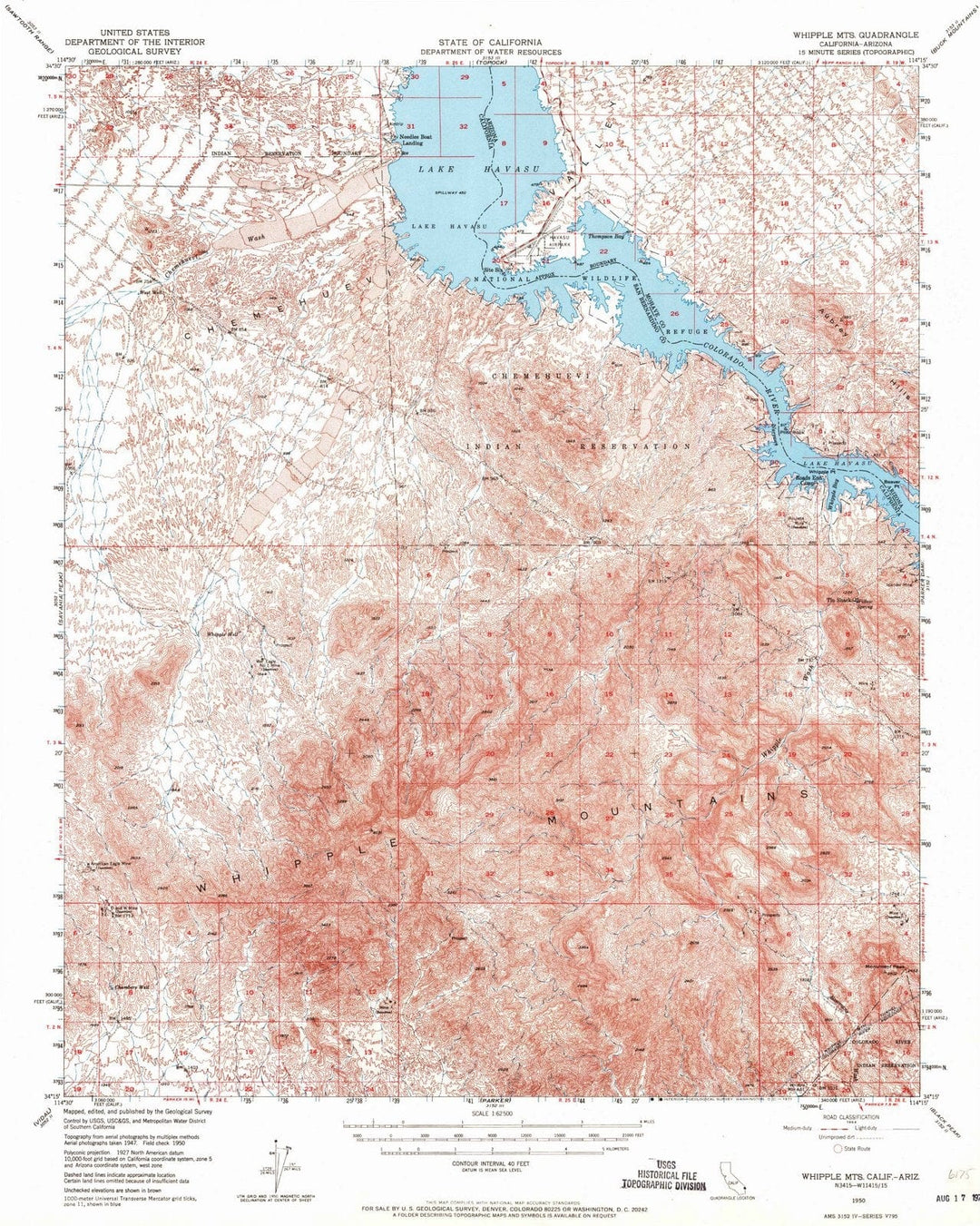 1950 Whipple MTS, CA - California - USGS Topographic Map