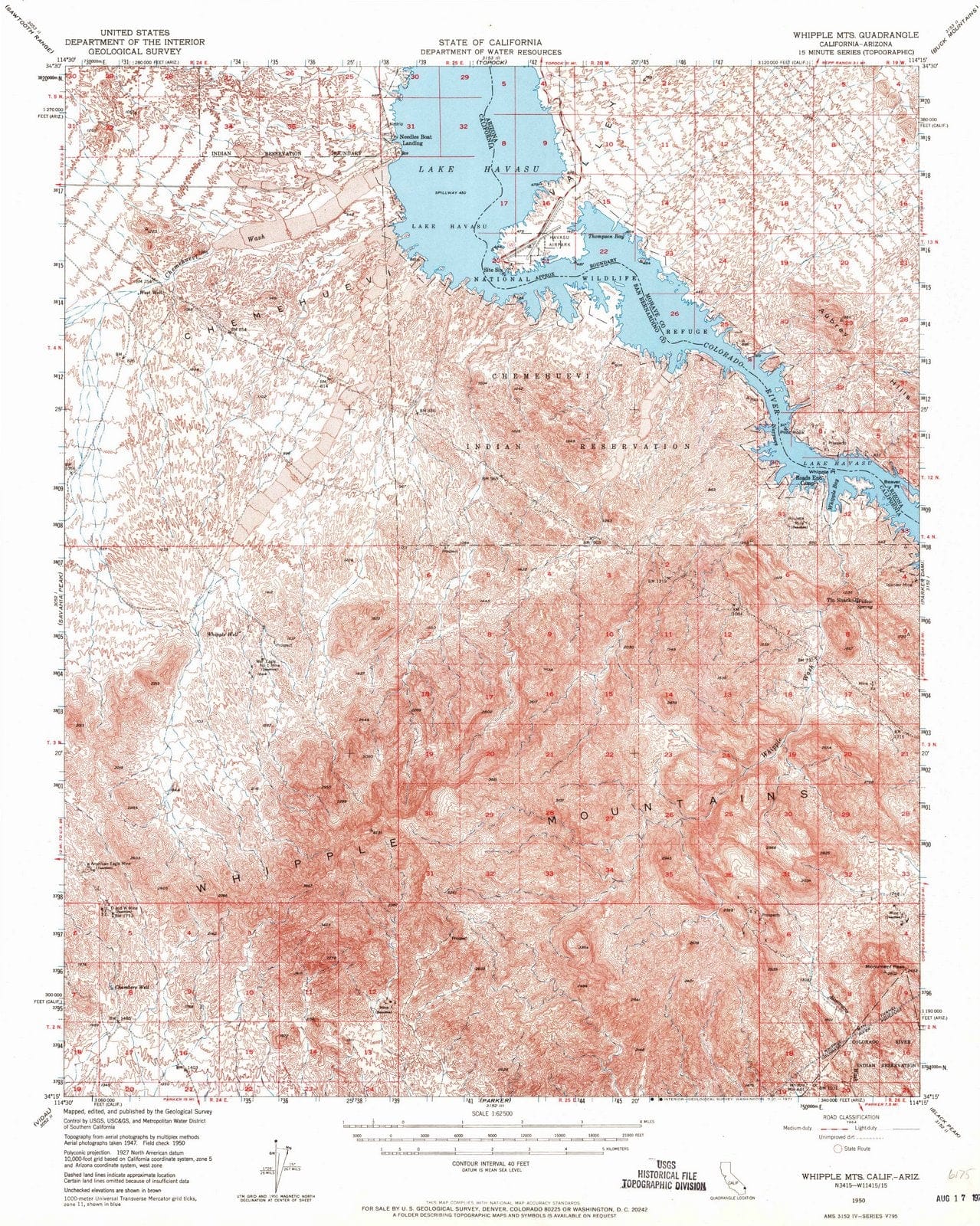 1950 Whipple MTS, CA - California - USGS Topographic Map