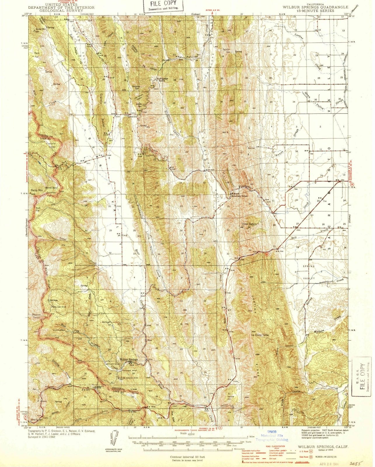1944 Wilbur Springs, CA - California - USGS Topographic Map
