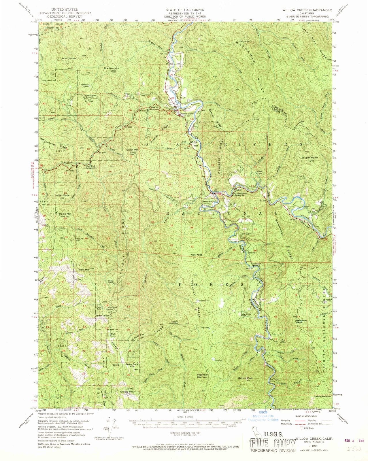 1952 Willow Creek, CA - California - USGS Topographic Map