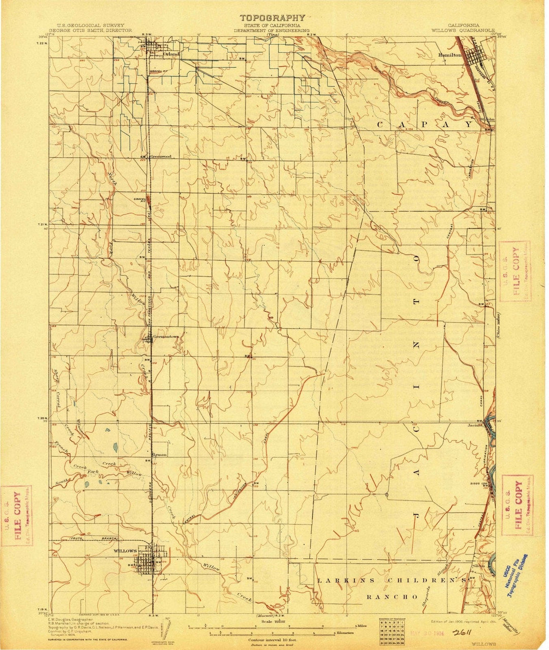 1906 Willows, CA - California - USGS Topographic Map