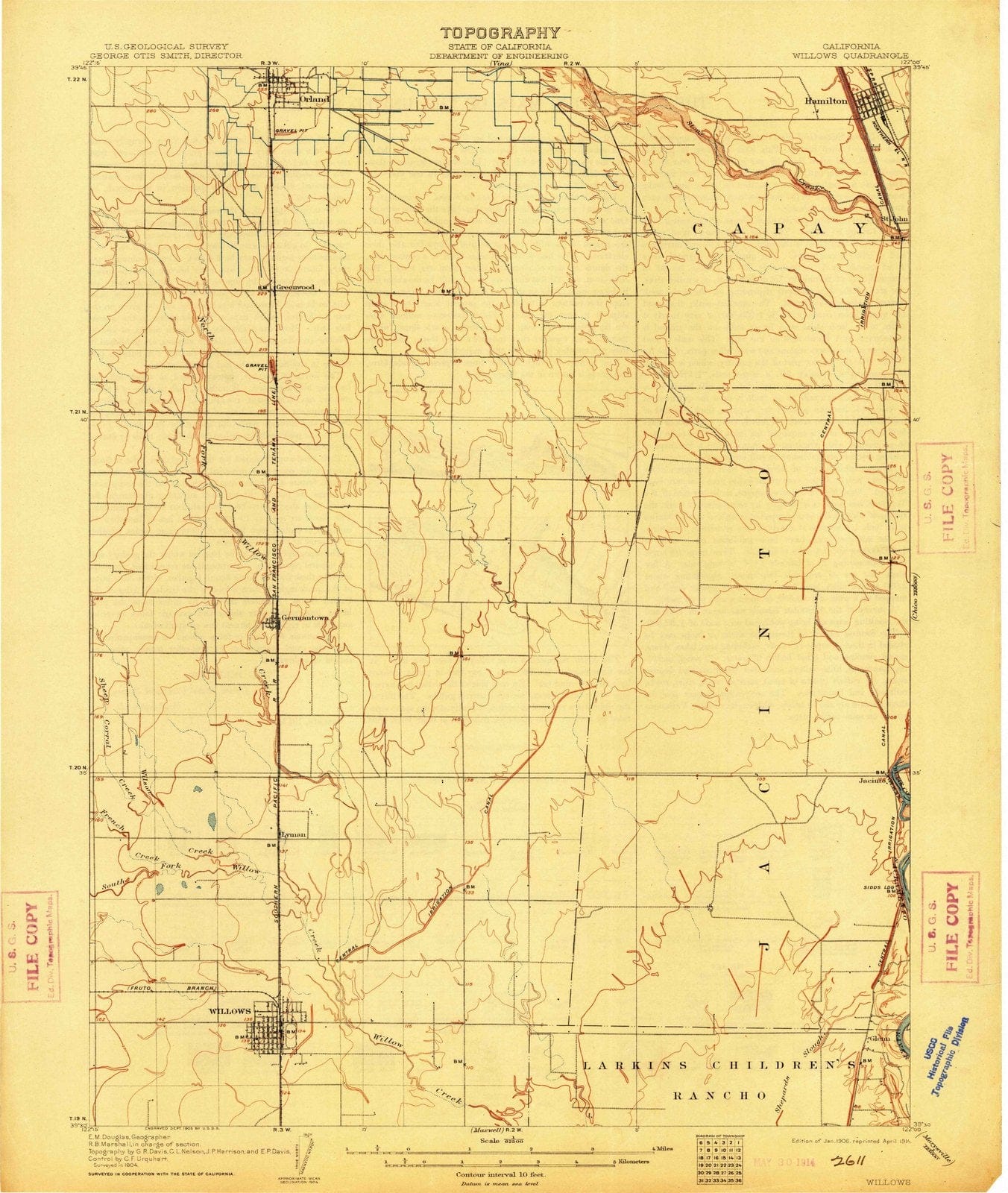 1906 Willows, CA - California - USGS Topographic Map