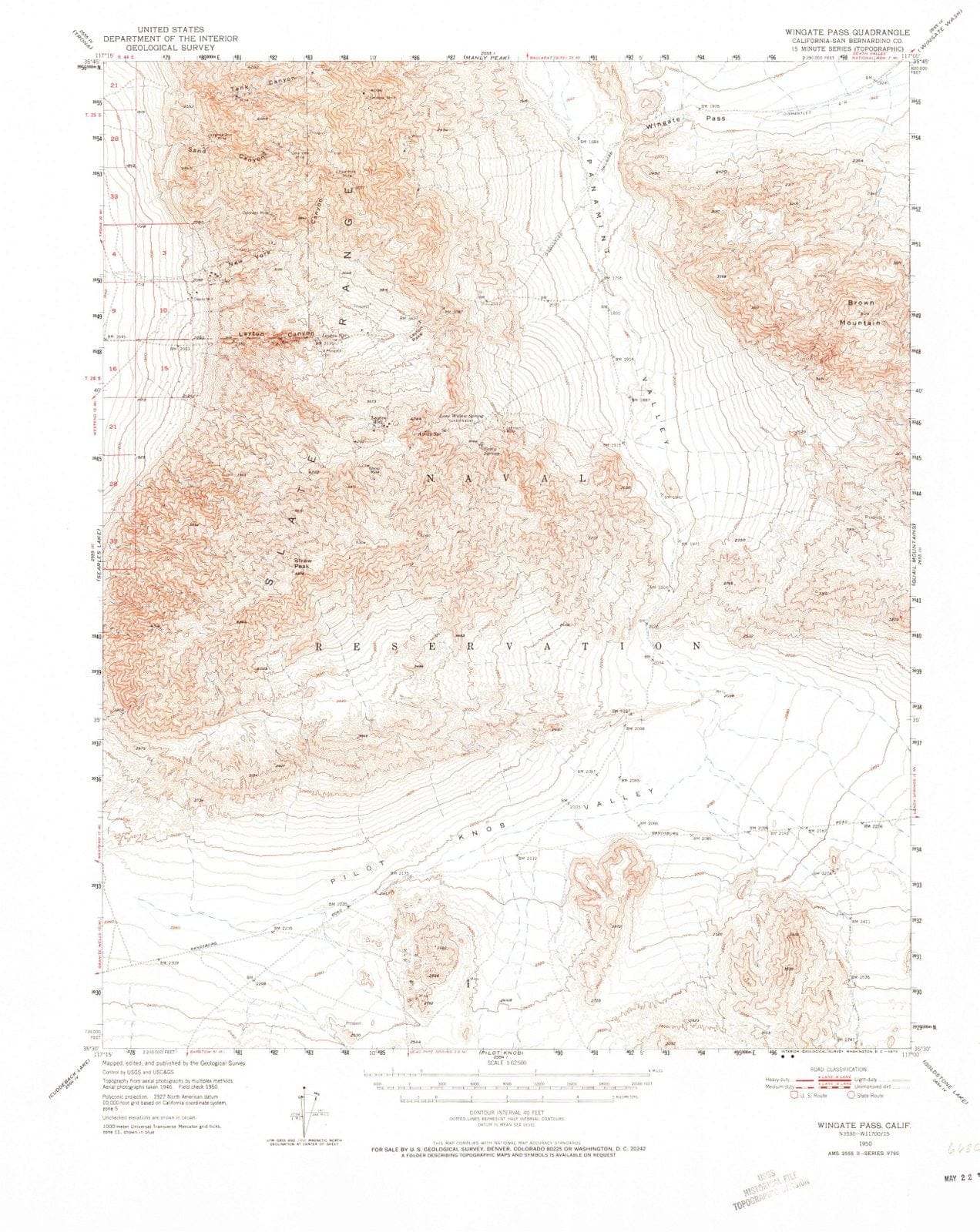 1950 Wingate Pass, CA - California - USGS Topographic Map