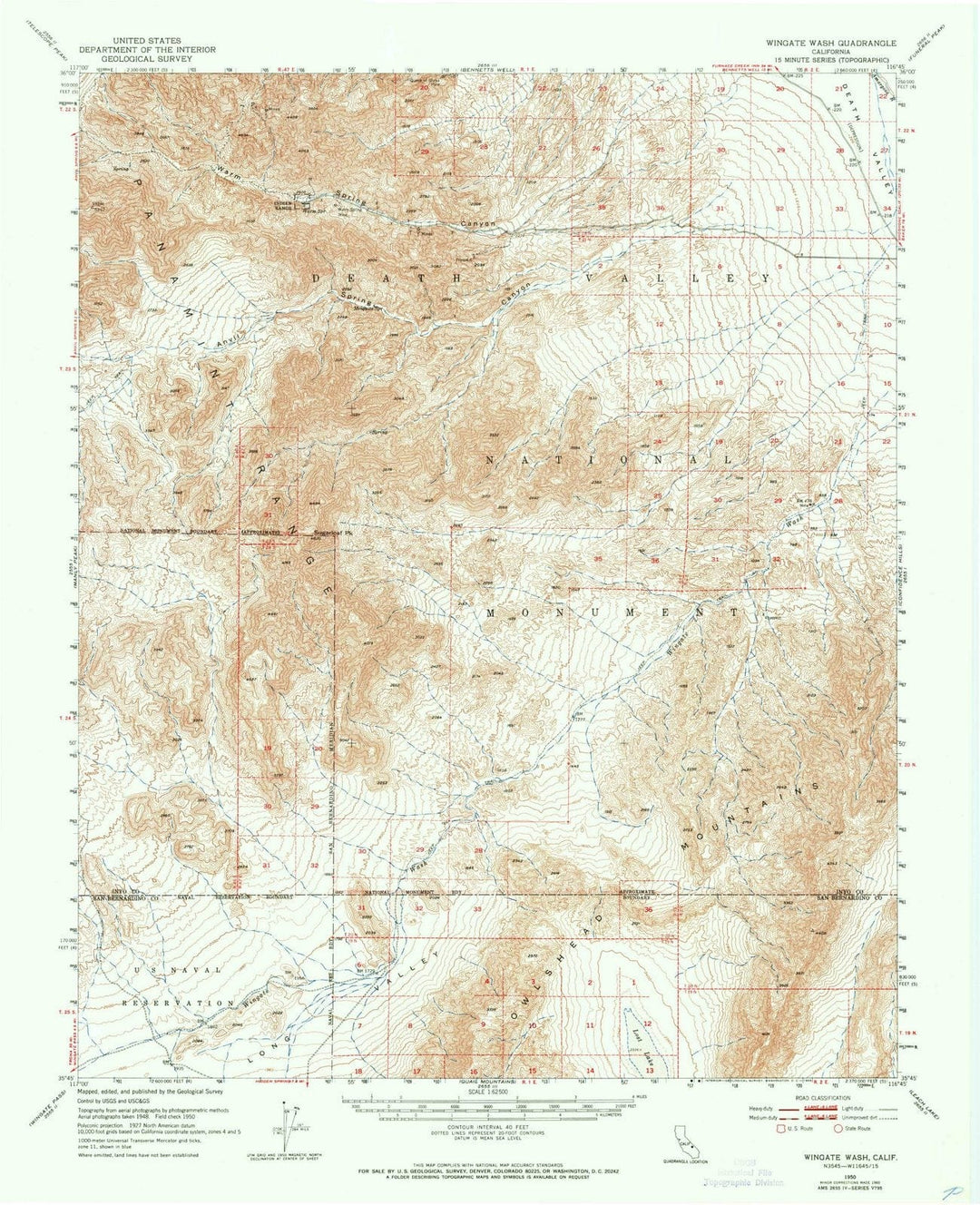 1950 Wingate Wash, CA - California - USGS Topographic Map