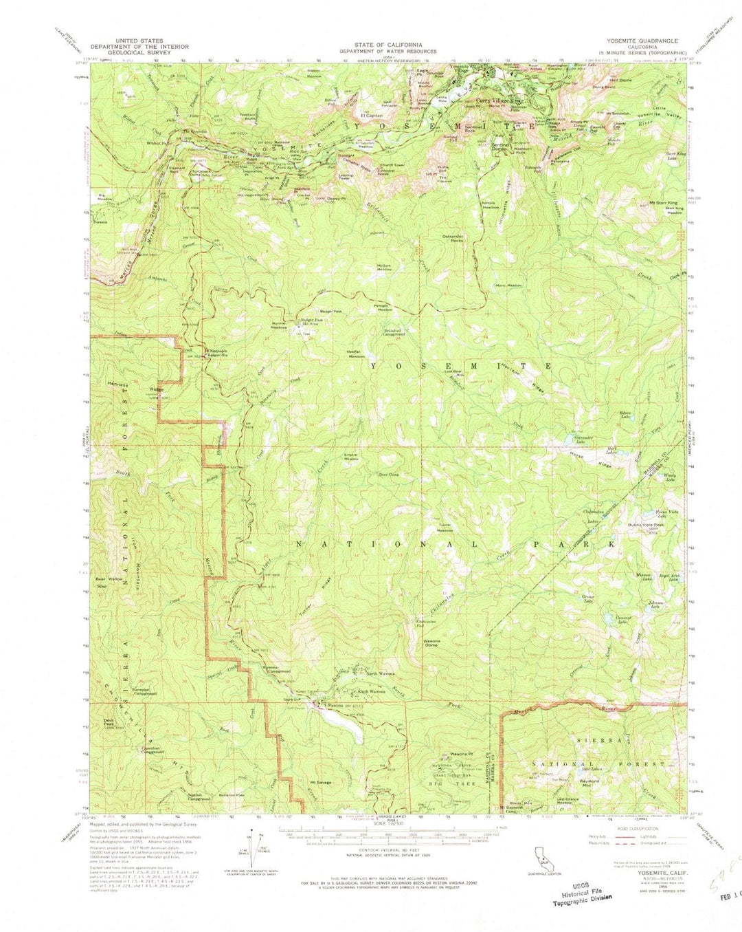 1956 Yosemite, CA - California - USGS Topographic Map