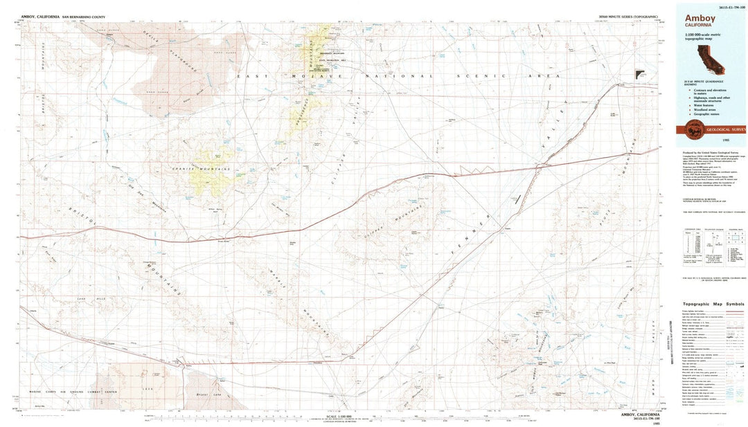 1985 Amboy, CA - California - USGS Topographic Map